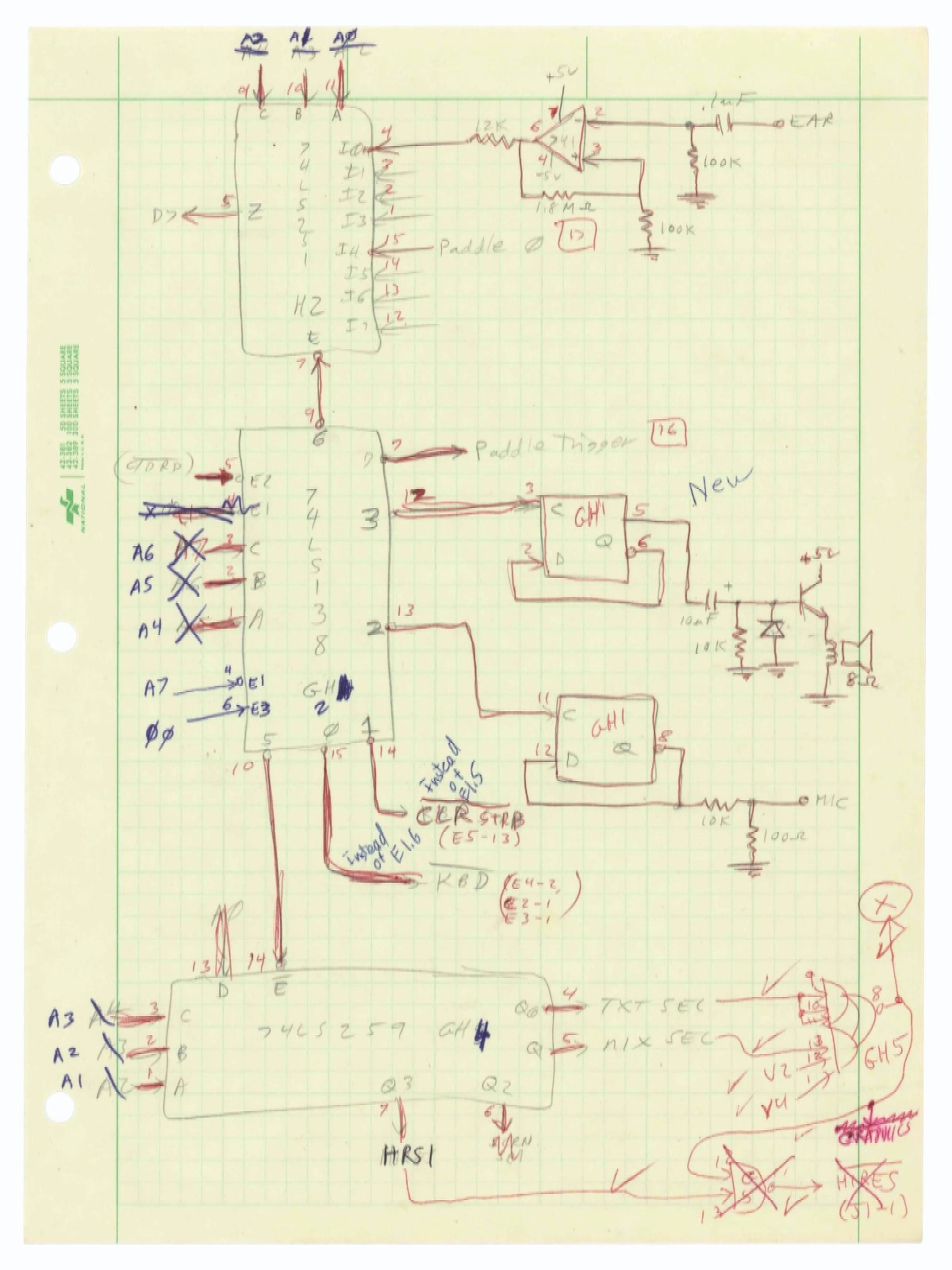 Apuntes originales del Apple II escritos por Steve Wozniak