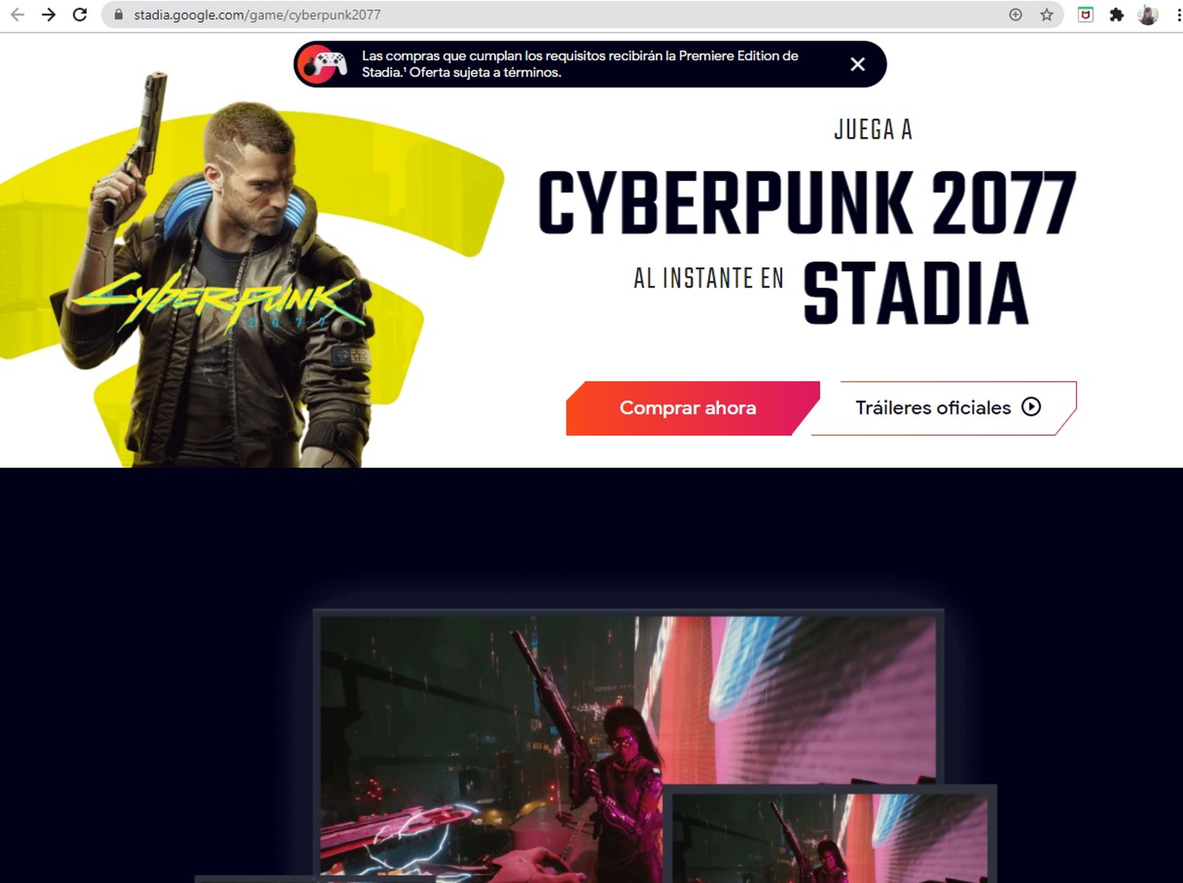 Cyberpunk 2077 en Stadia