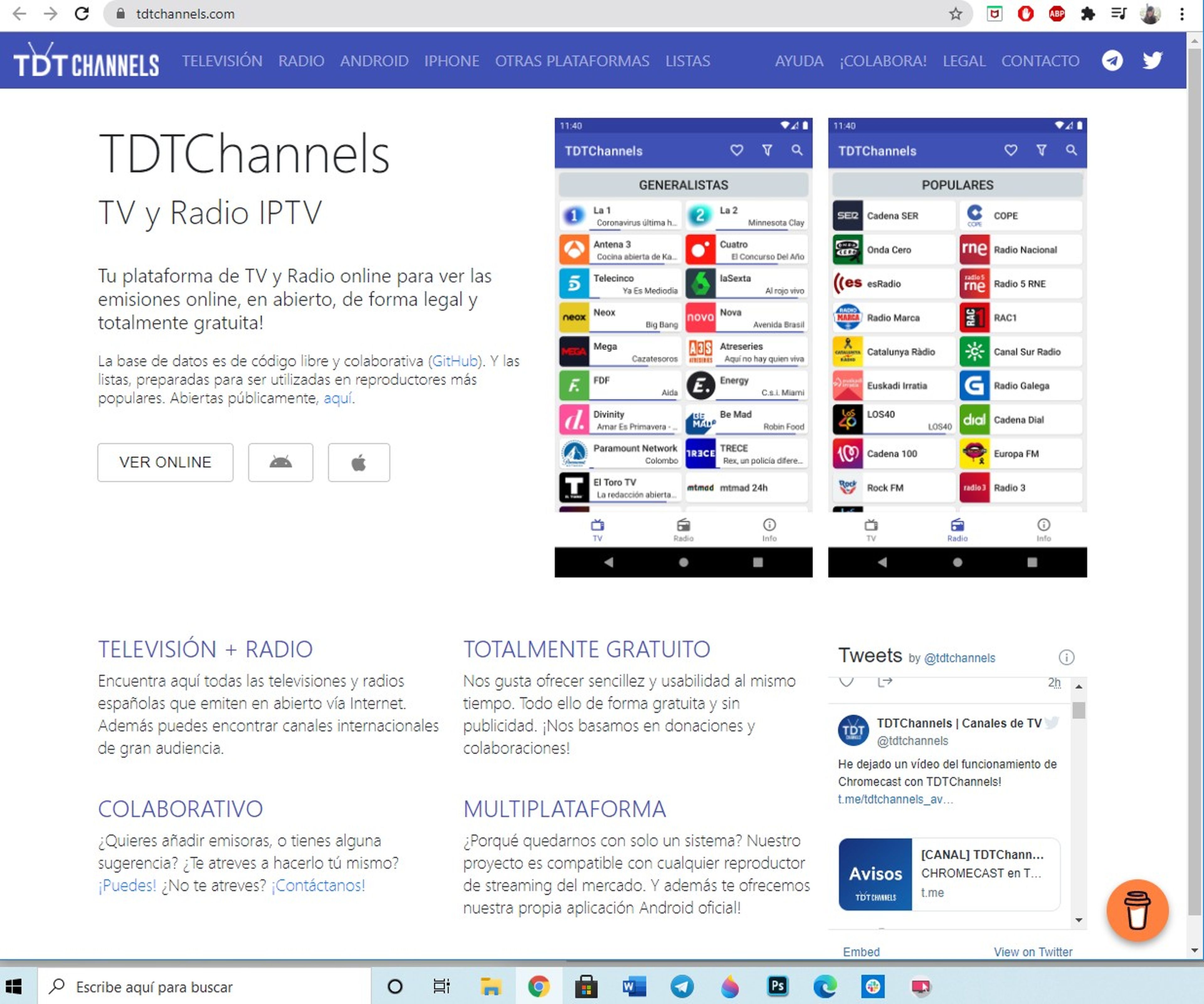 Ver la TDT online con TDTChannels
