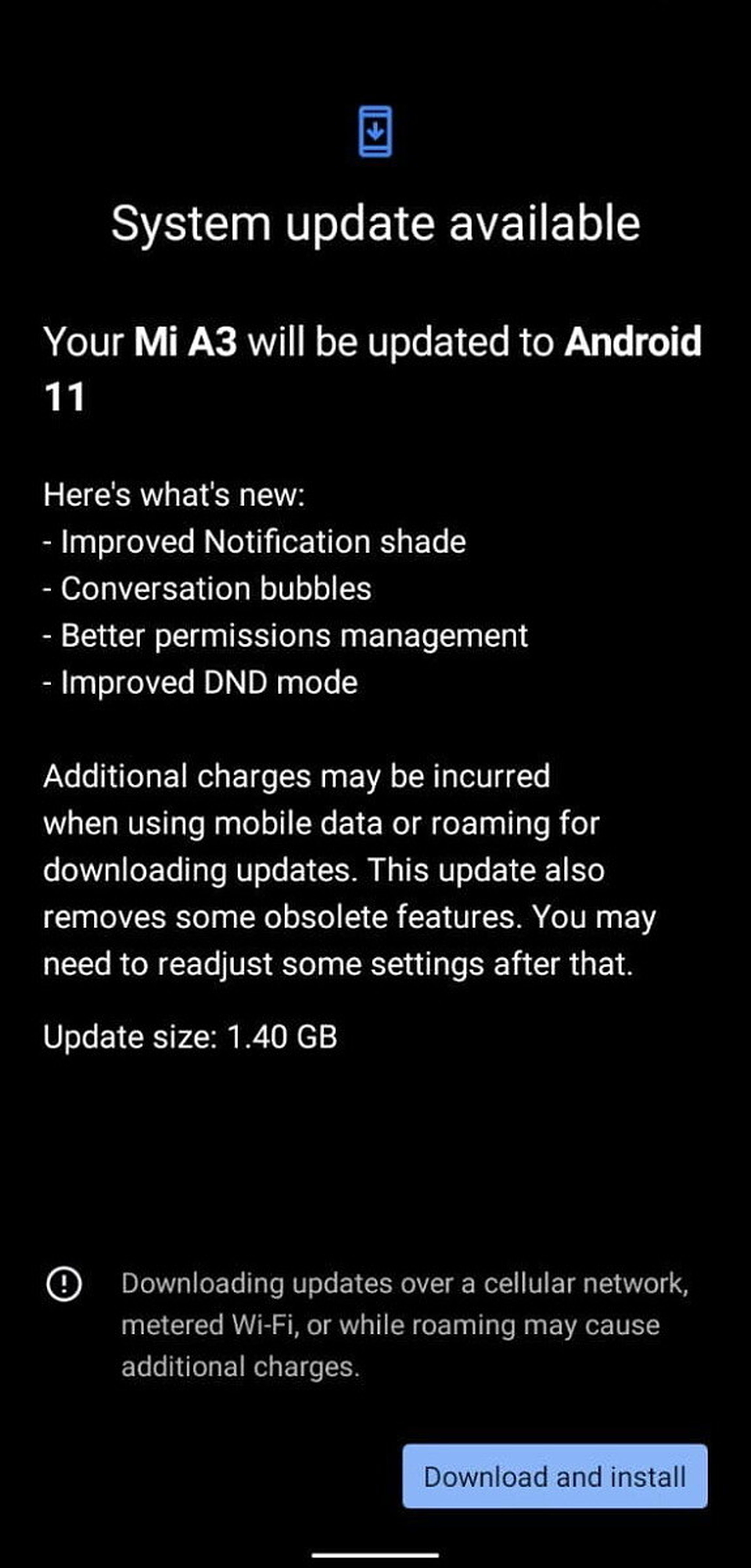Android 11 en Xiaomi A3
