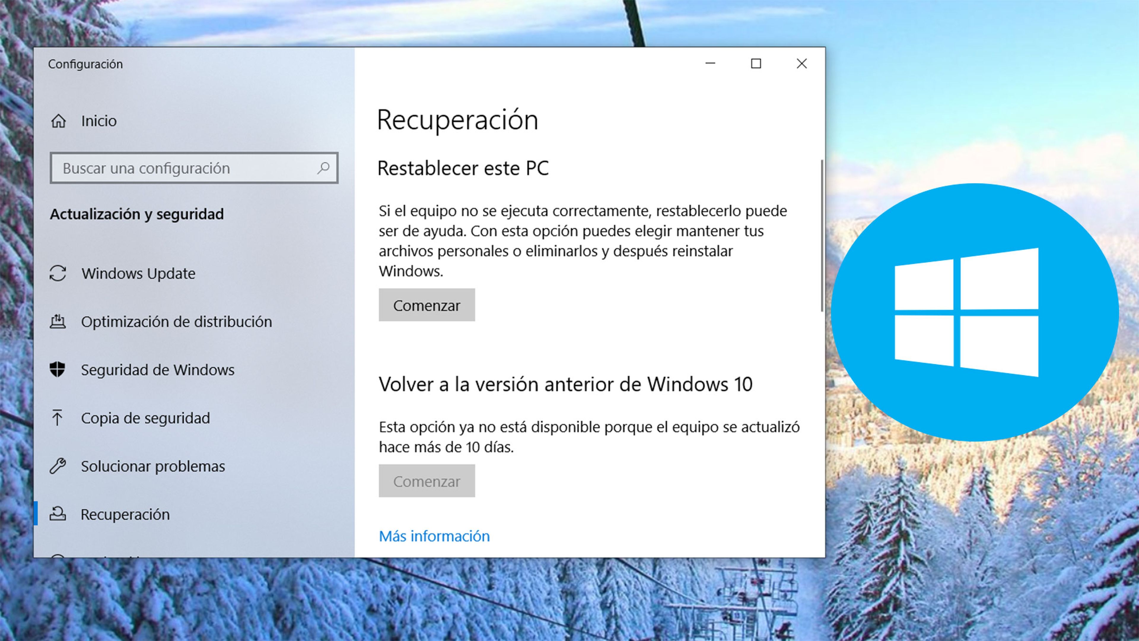 Restablecer PC Windows 10