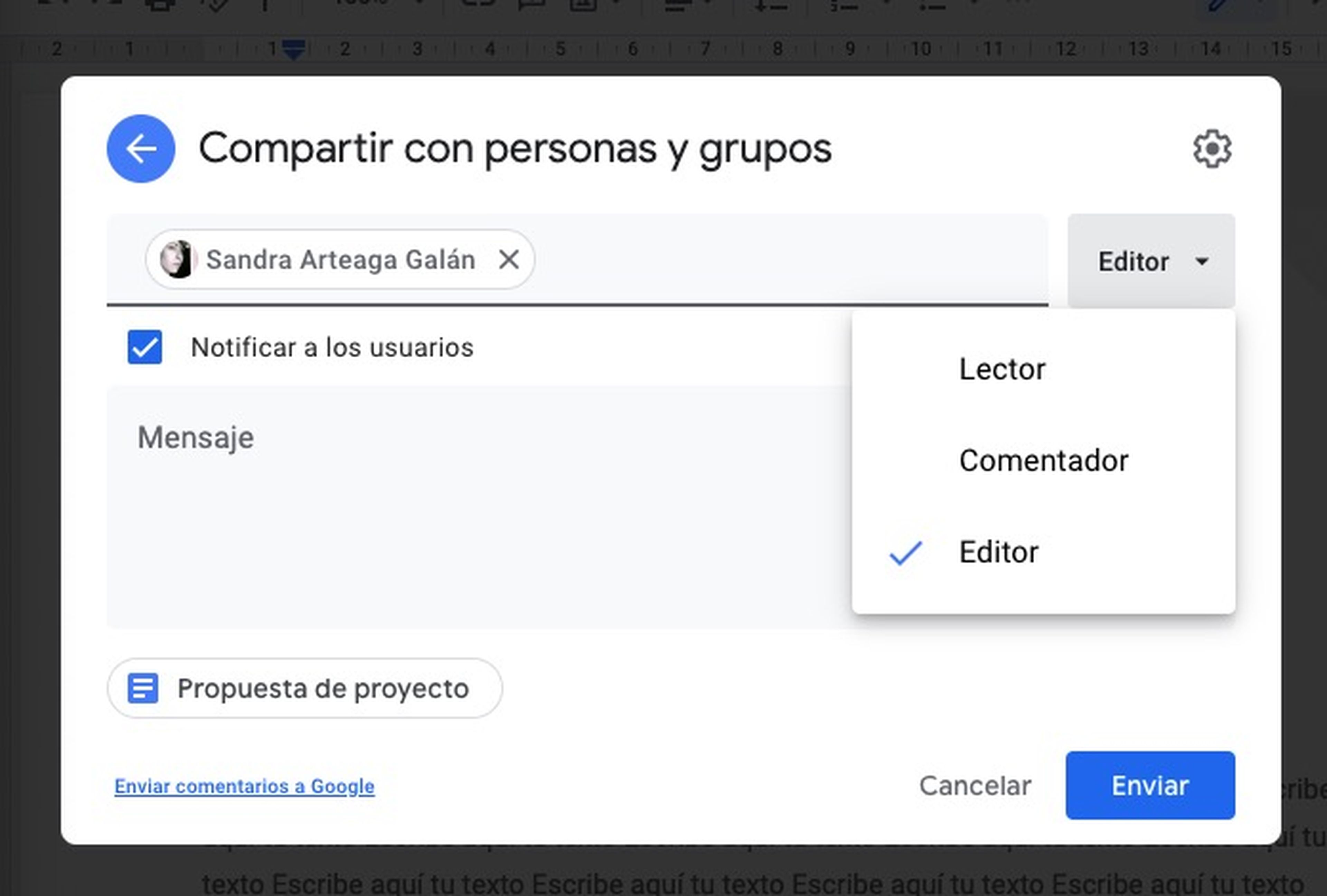Compartir documento en Google Docs