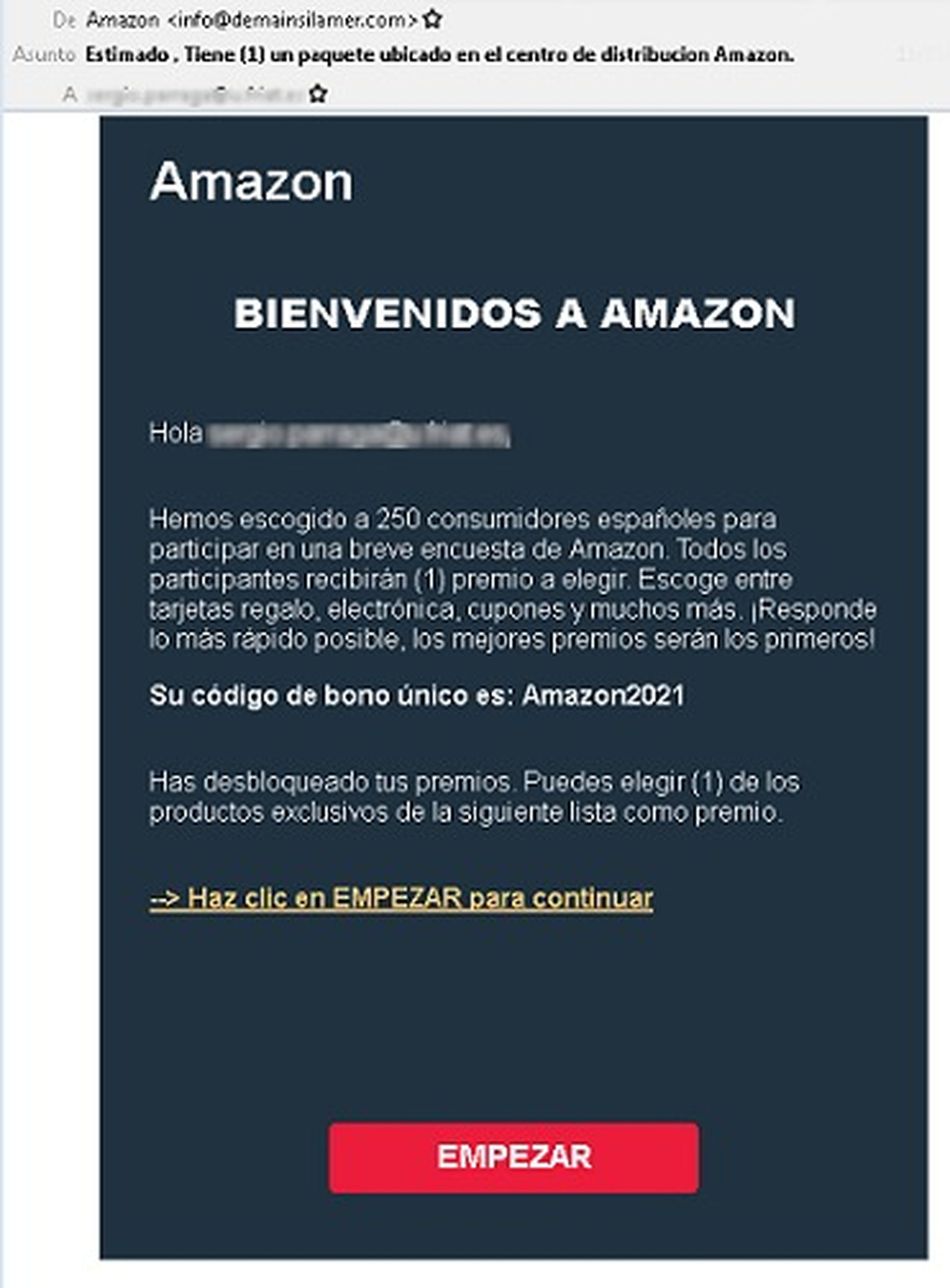 correo falso Amazon