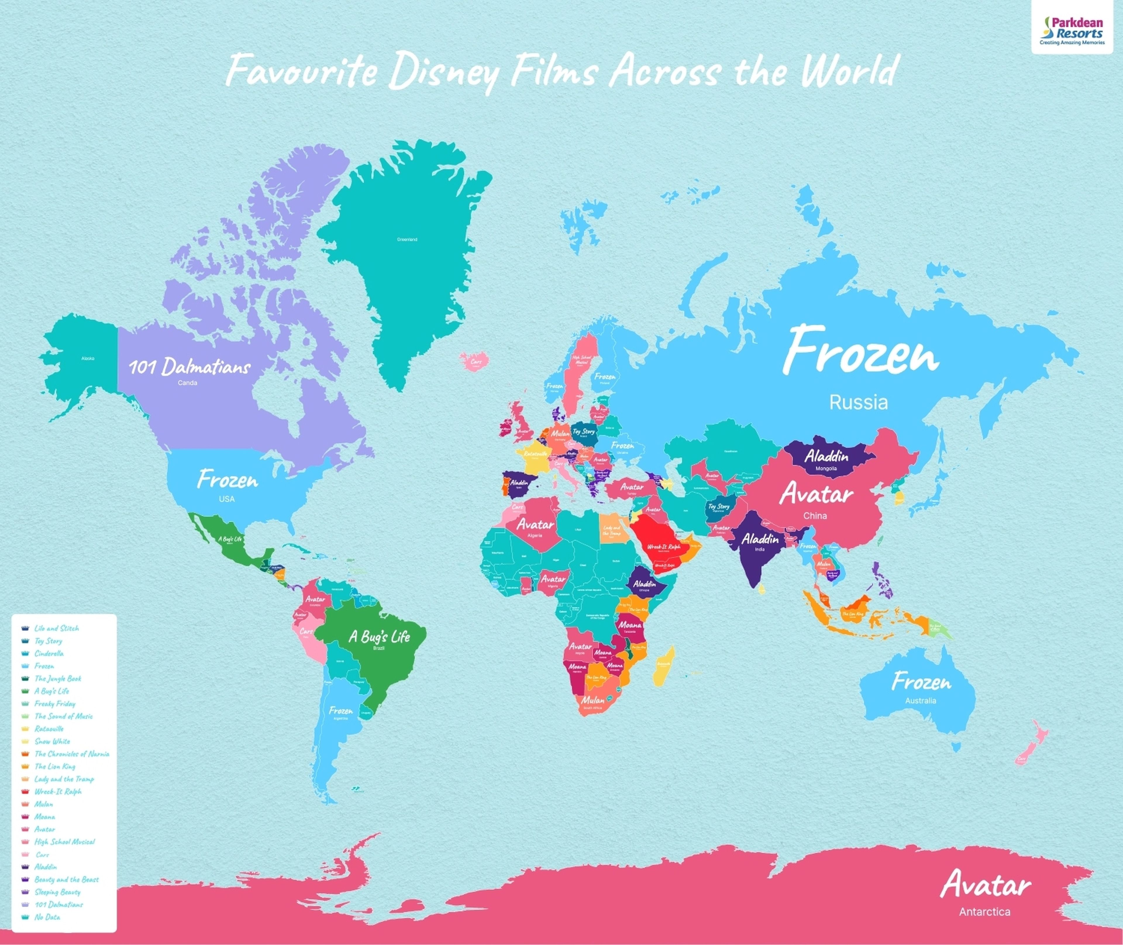 Películas favoritas de Disney por países