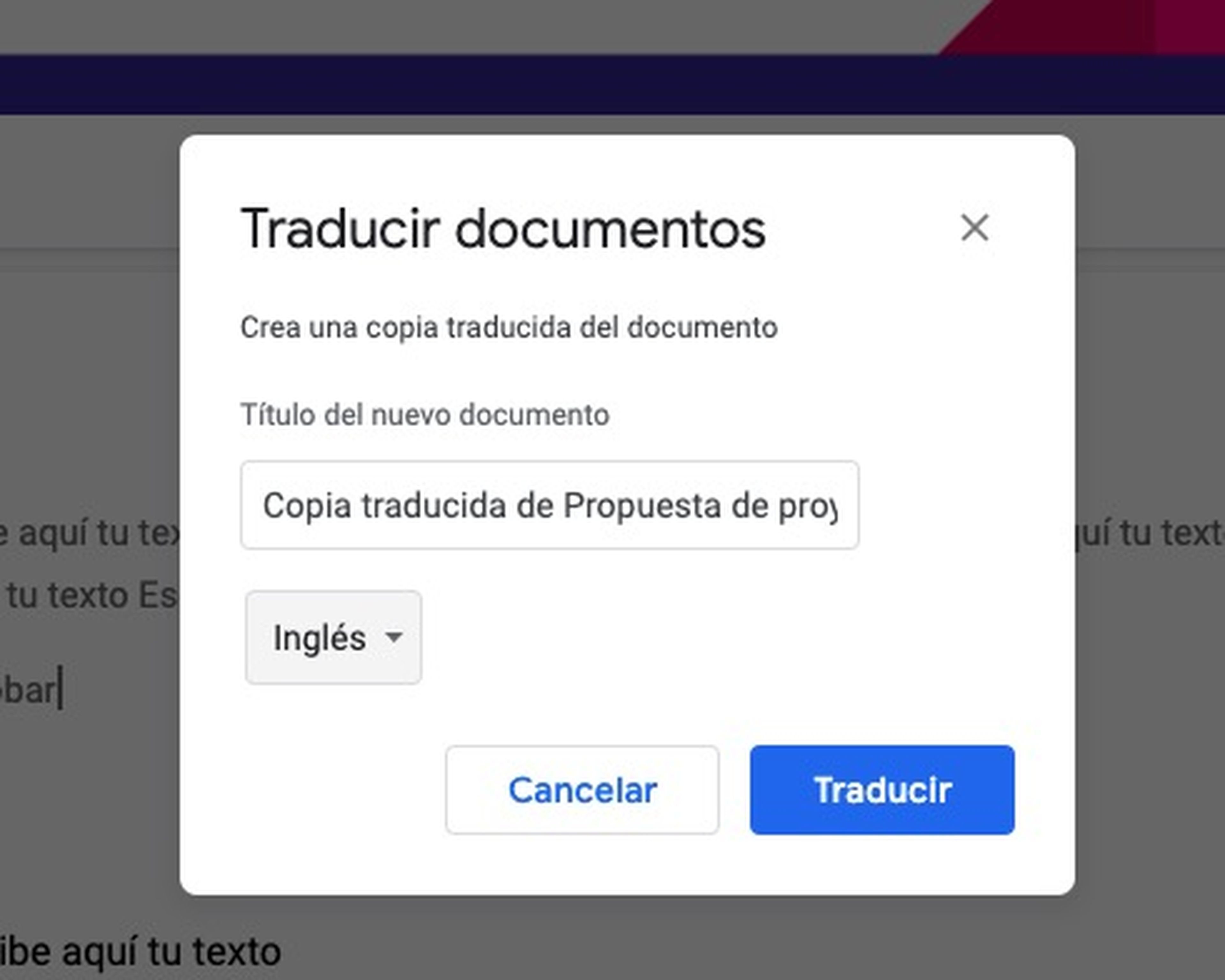 Traducir documentos en Google Docs