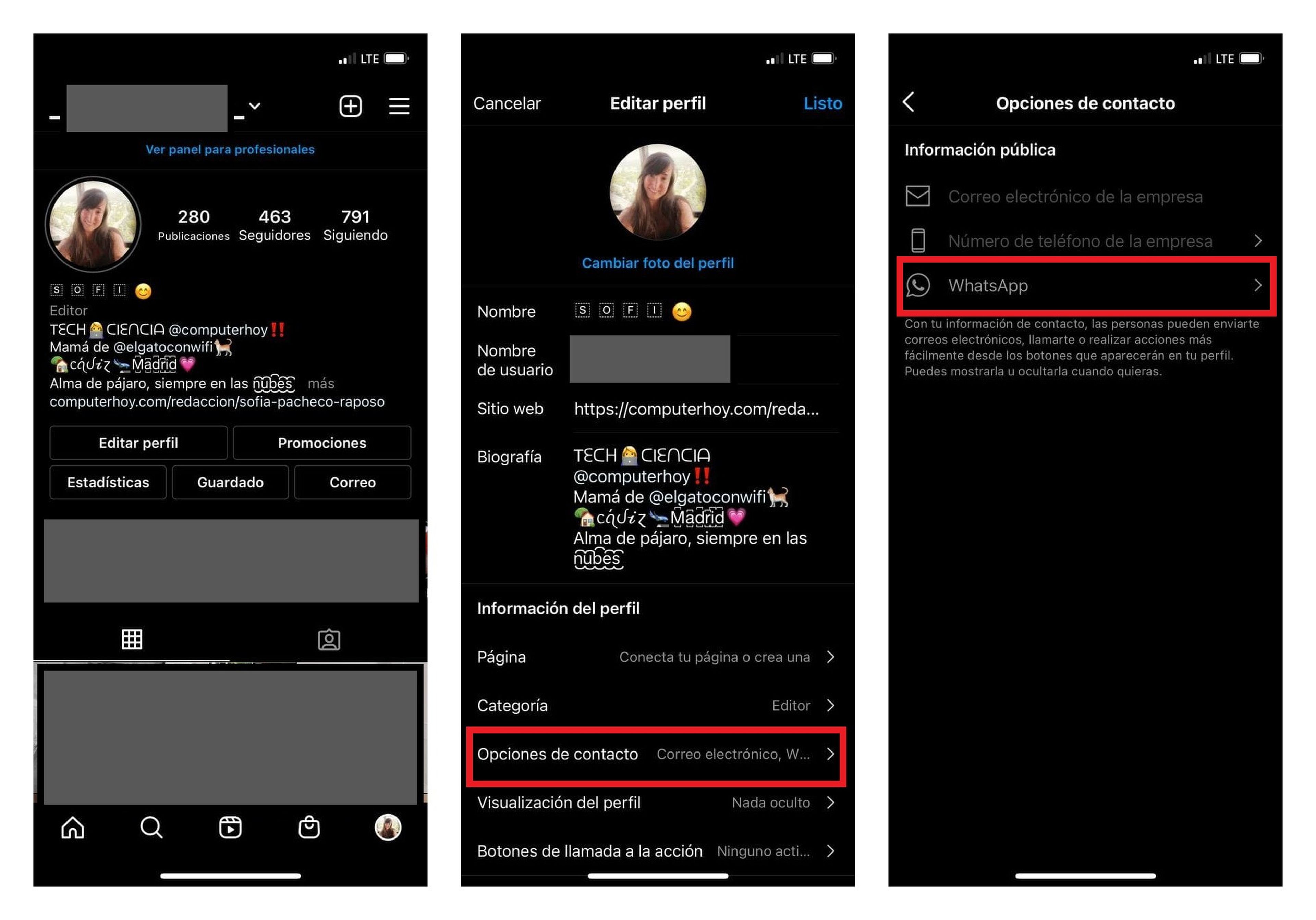 WhatsApp integrado en Instagram
