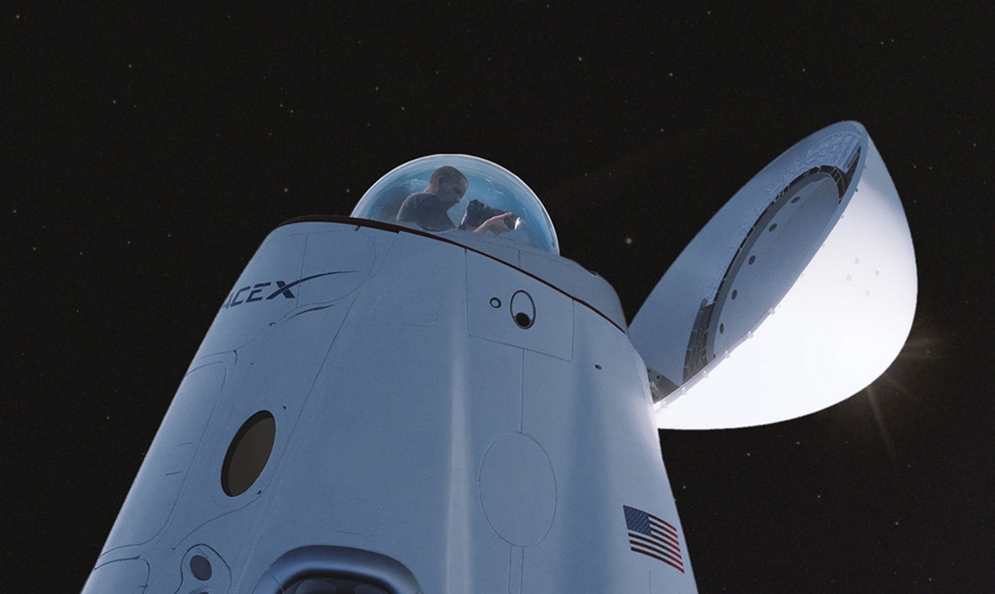 SpaceX muestra su nave Crew Dragon para turistas, con una sorpresa en la punta del cohete