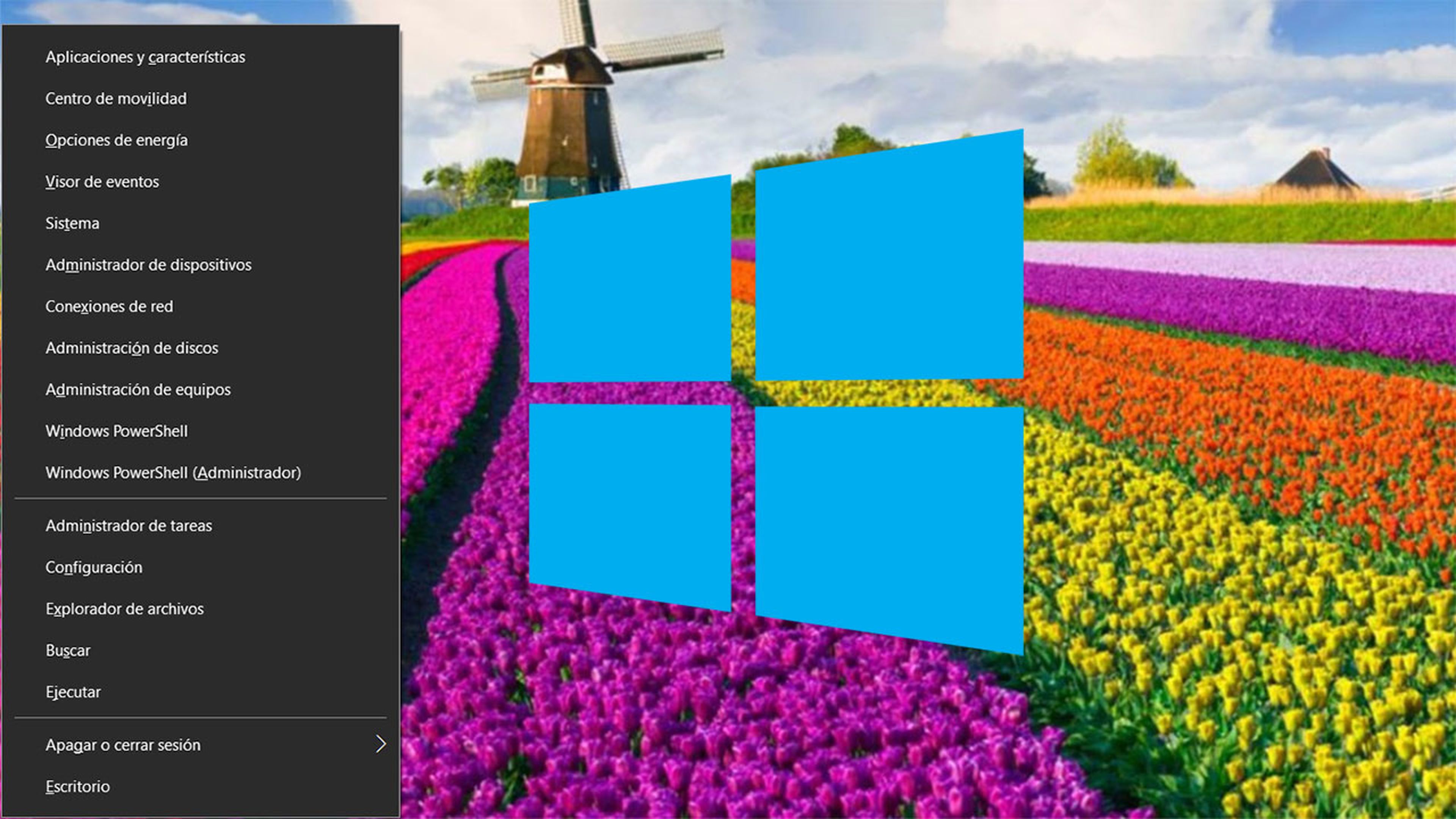 Menú inicio oculto Windows 10