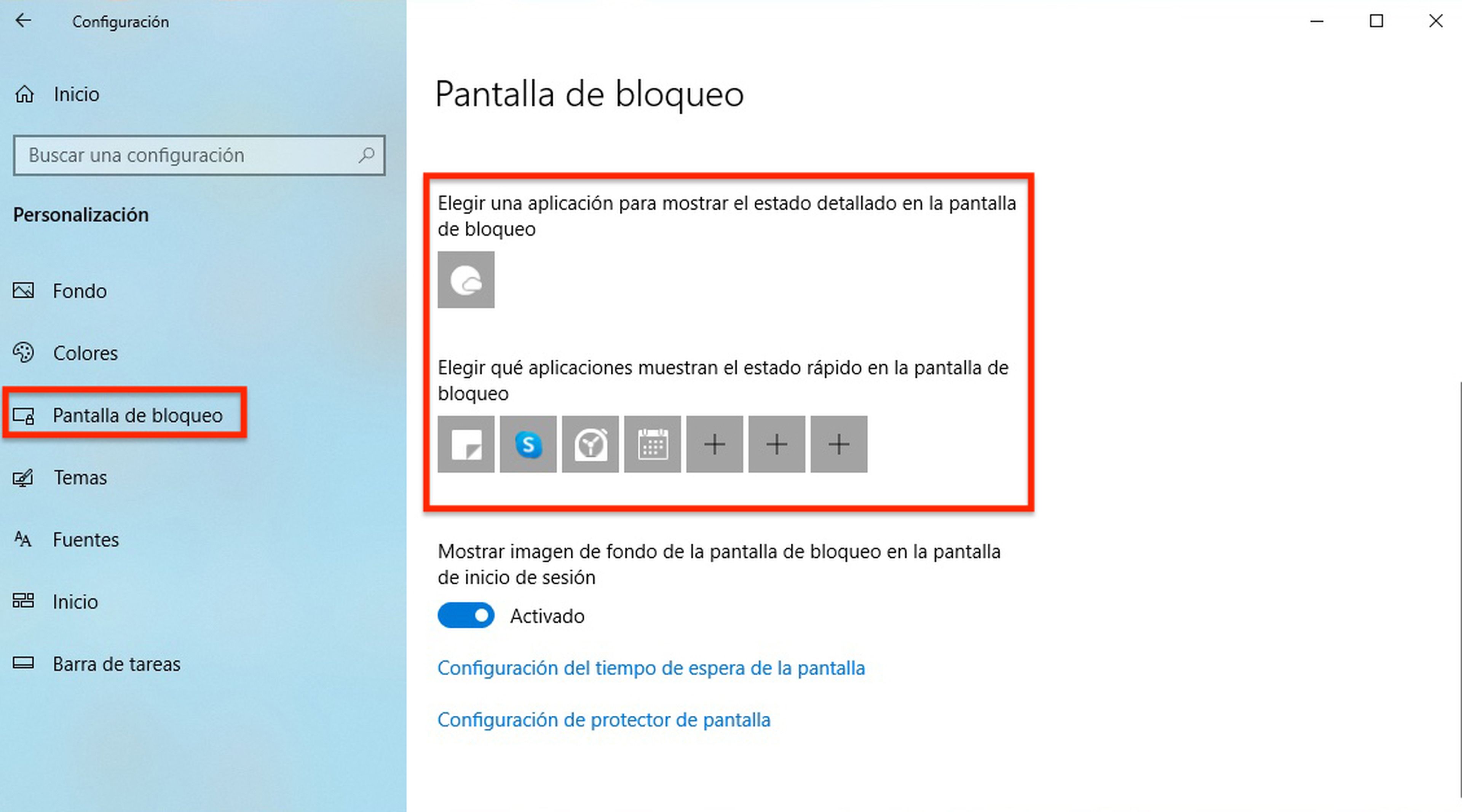 Pantalla de bloqueo Windows 10