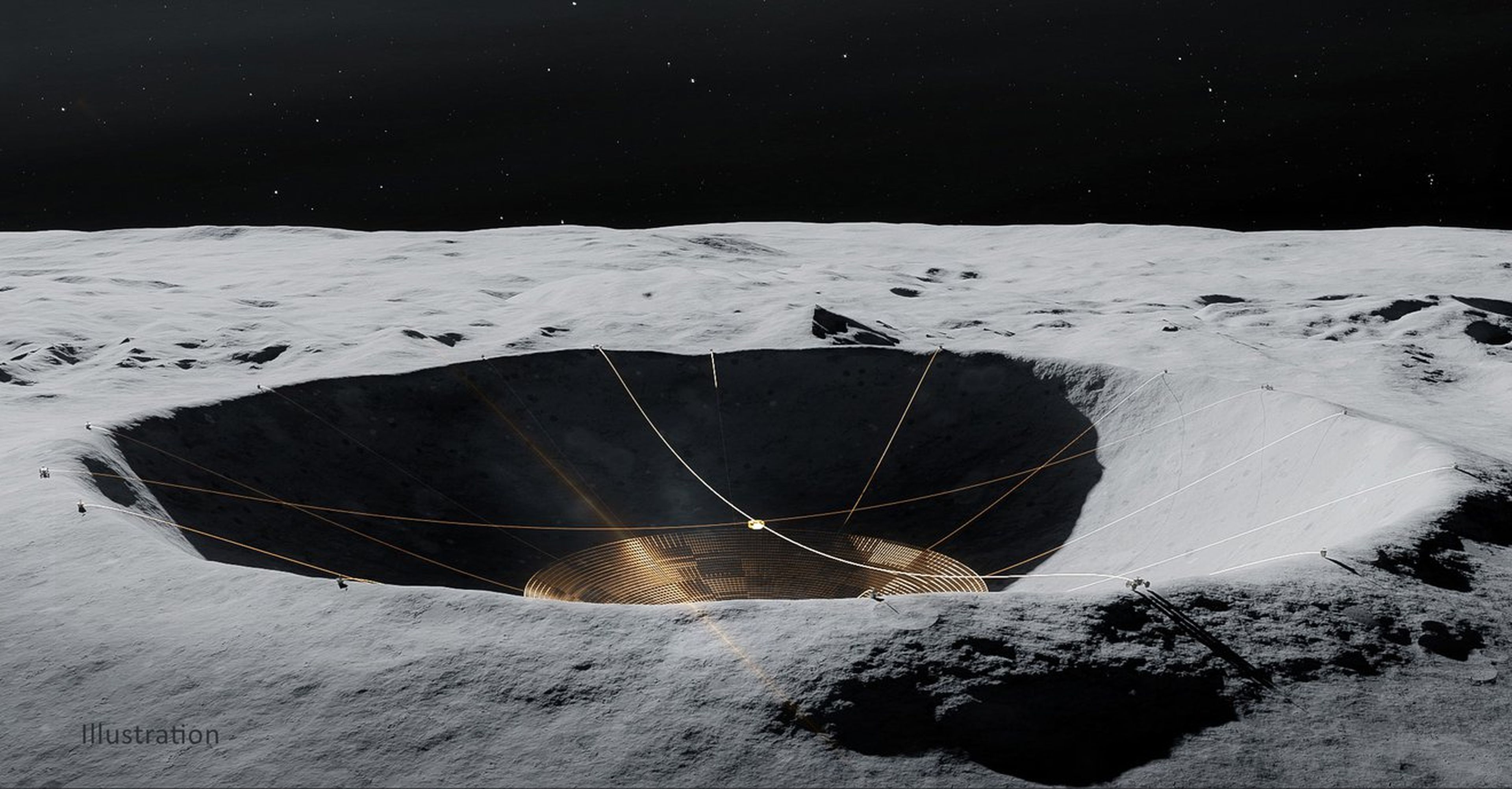 Astrónomos buscan cómo escapar de los satélites cegadores de Elon Musk: un telescopio en un cráter de la Luna