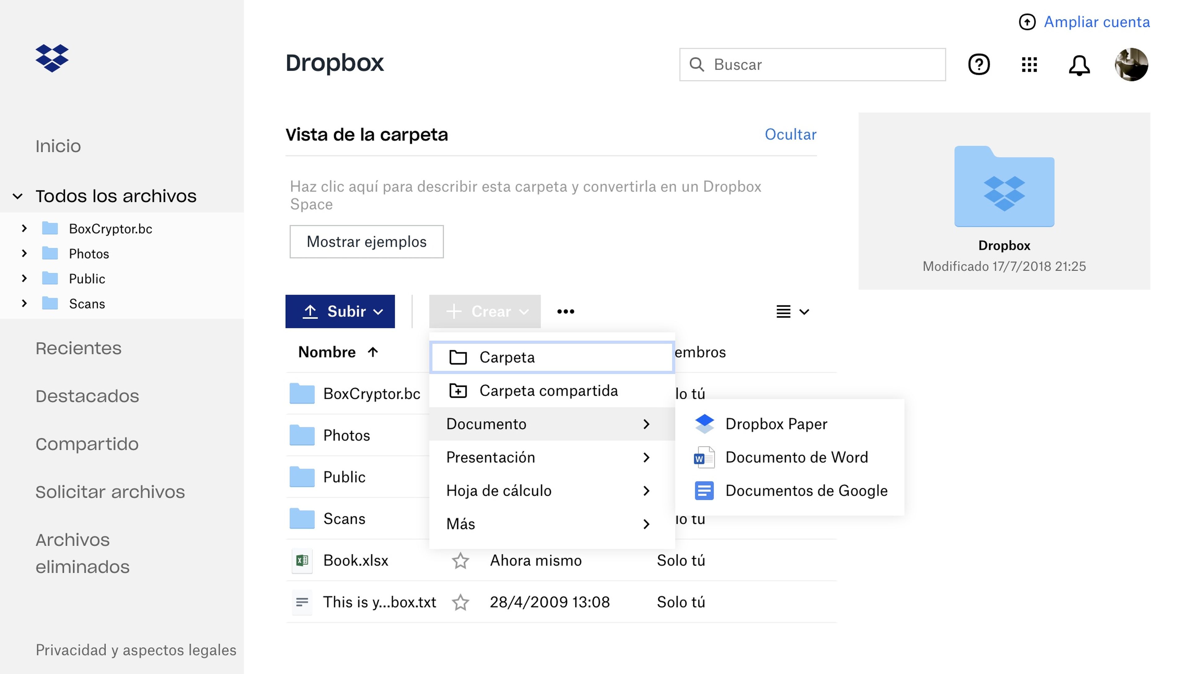 Dropbox web