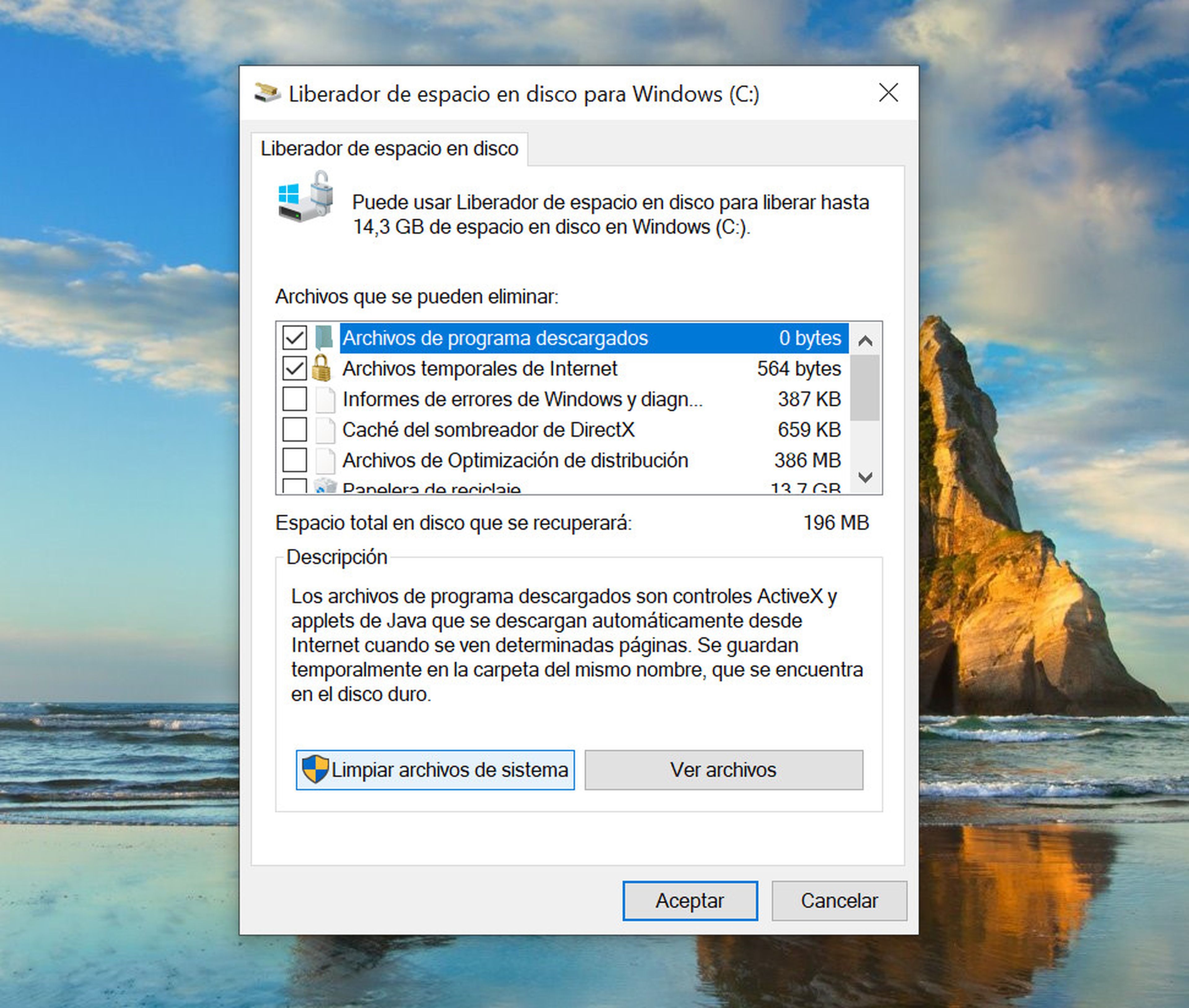 Liberar espacio en el disco Windows 10