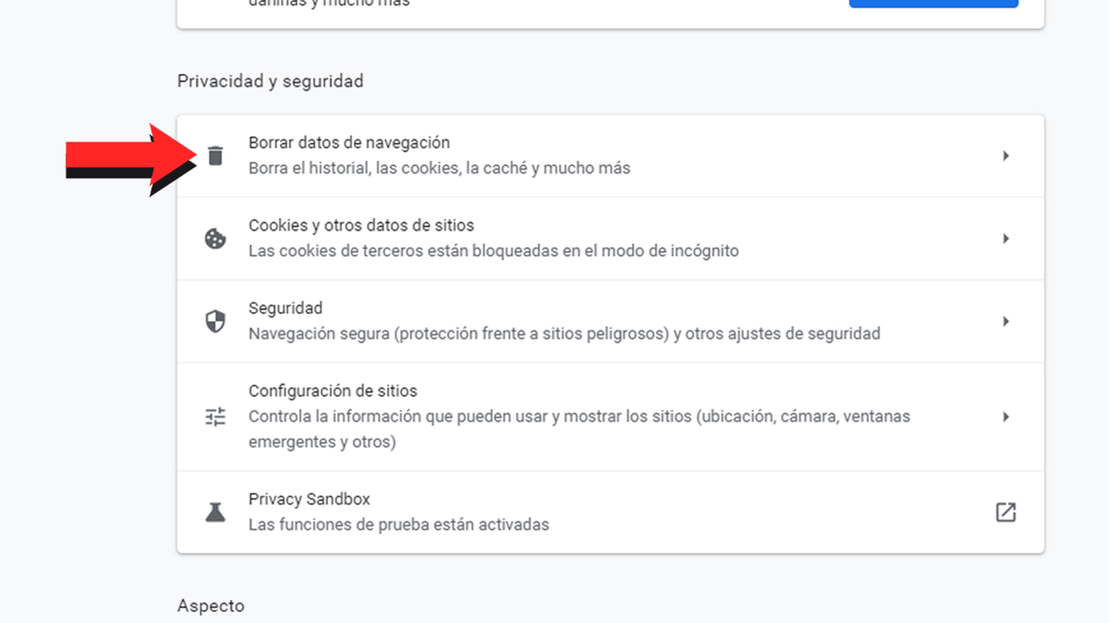 Borrar datos Chrome