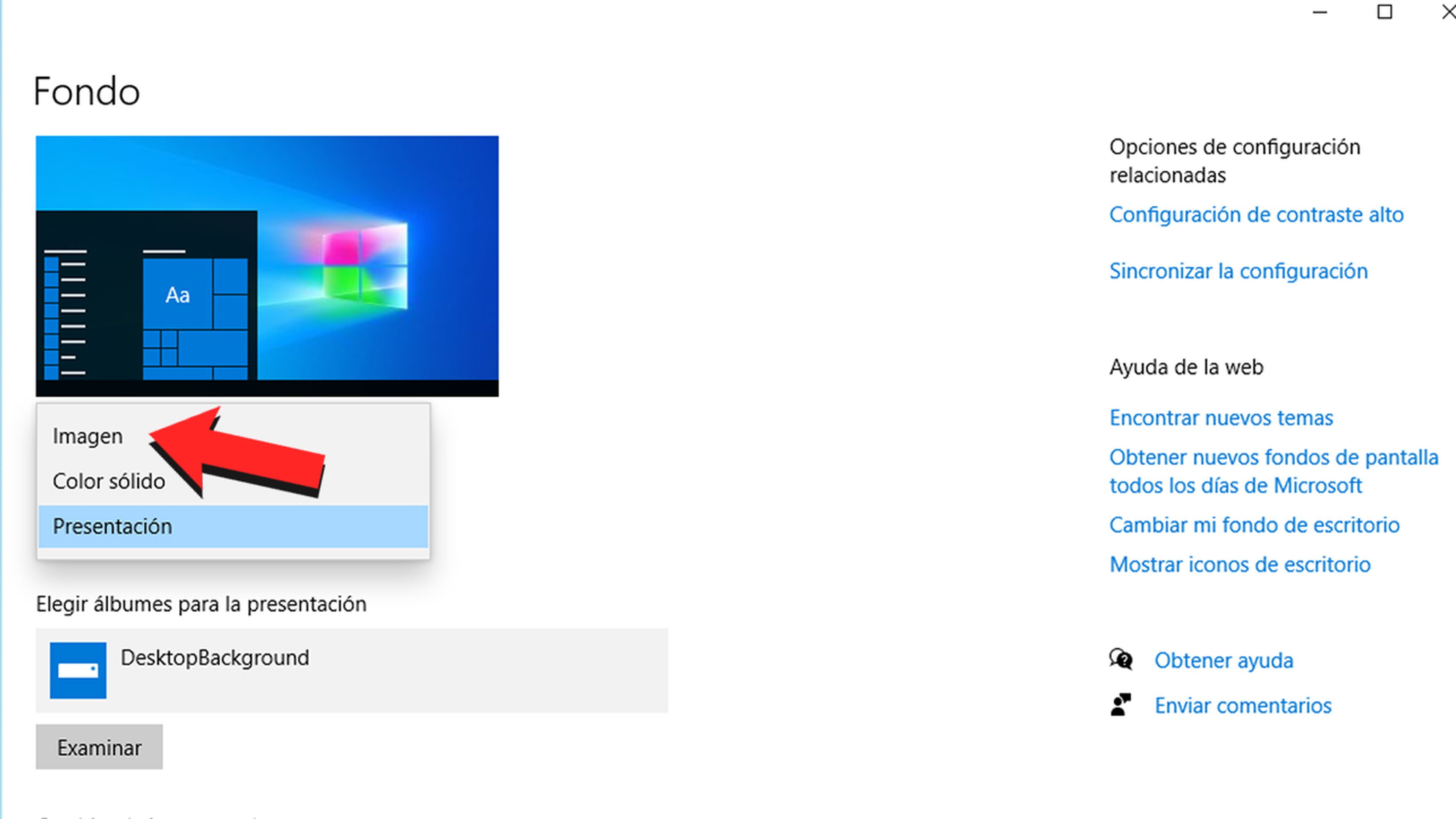 Cambiar fondo de escritorio Windows 10