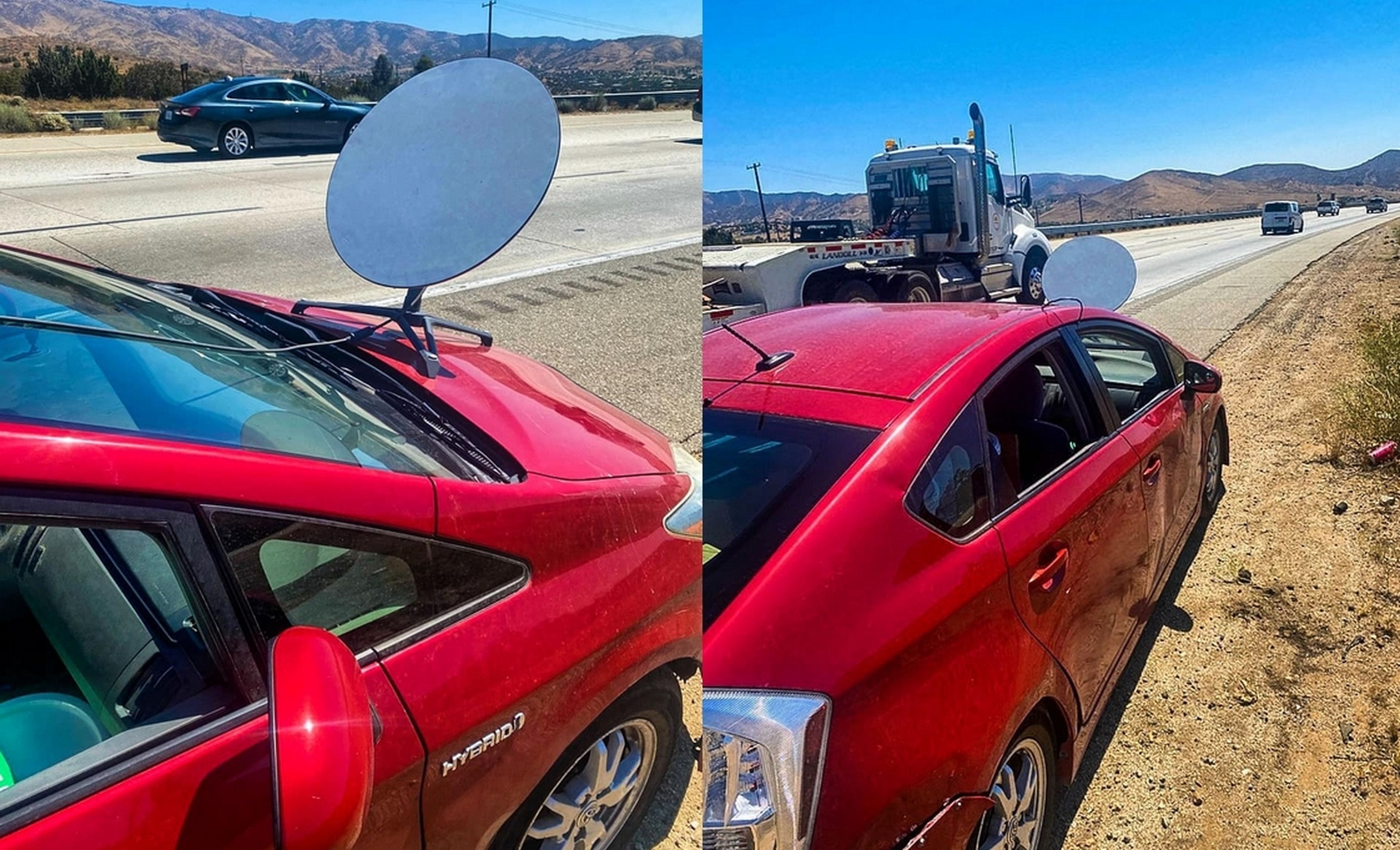 Detienen a un hombre con una antena de Starlink en el parabrisas del coche, 'porque necesitaba el WiFi'