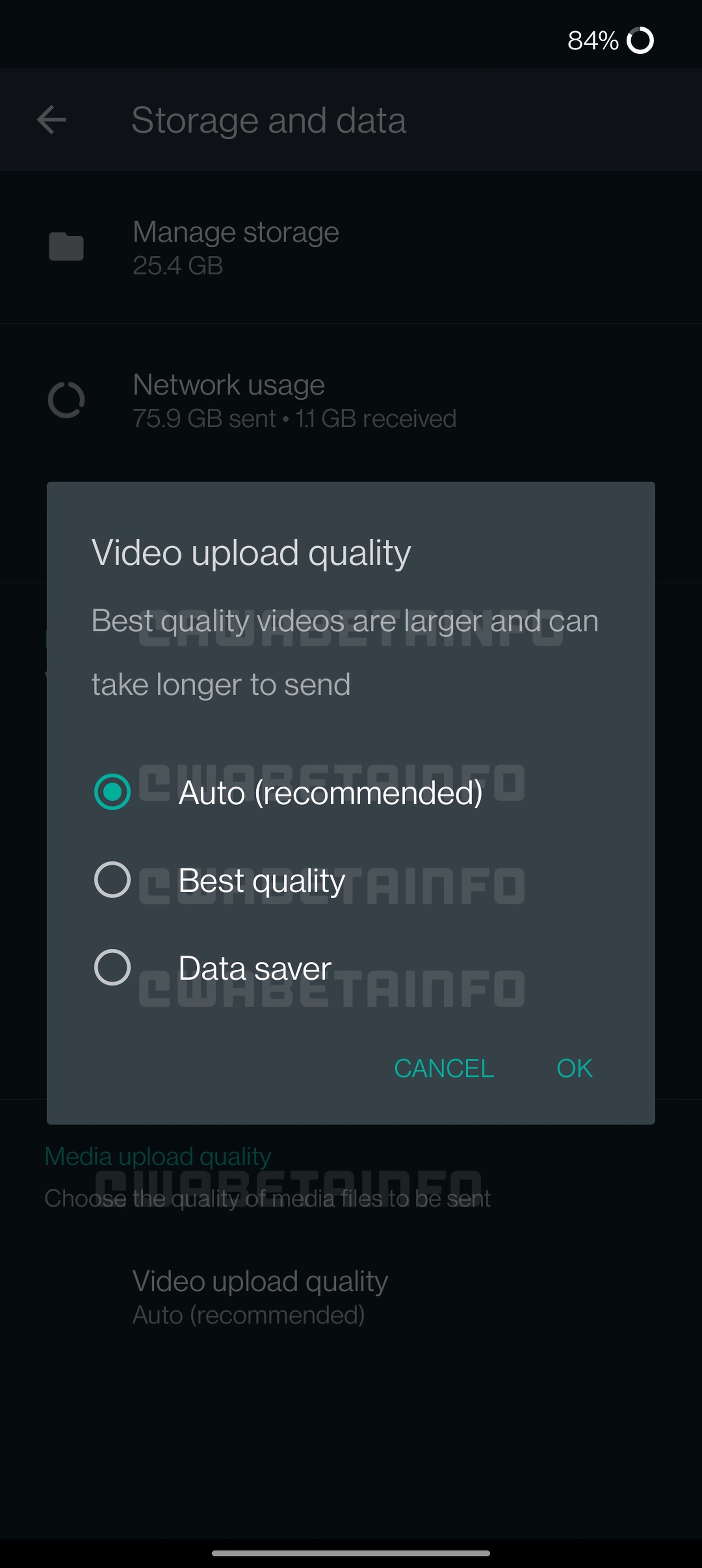 Seleccionar calidad del vídeo en WhatsApp