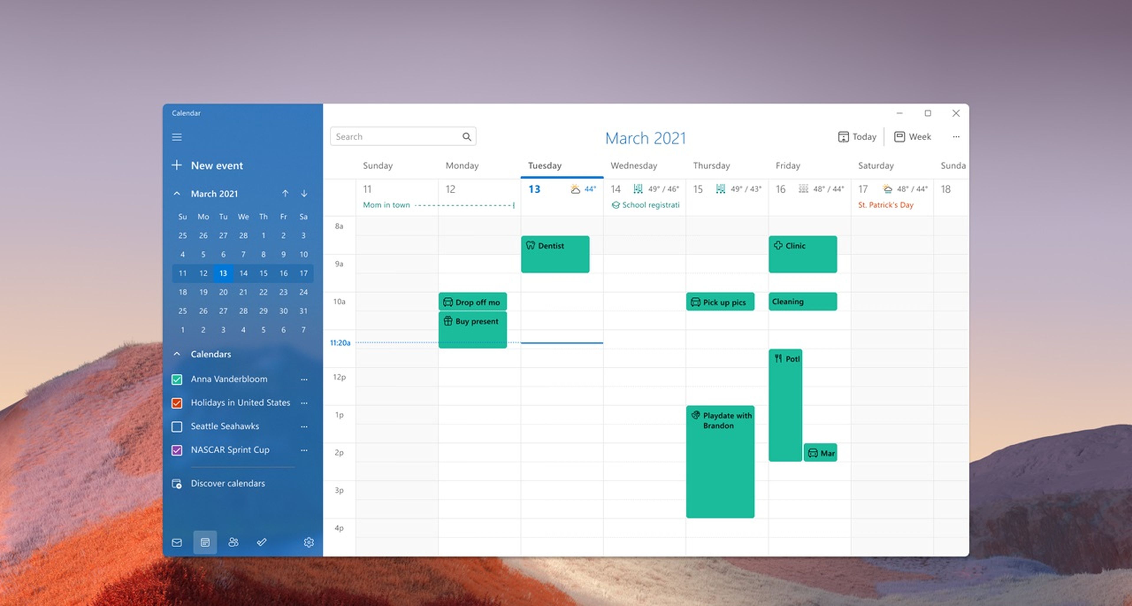 Calendario Windows 11