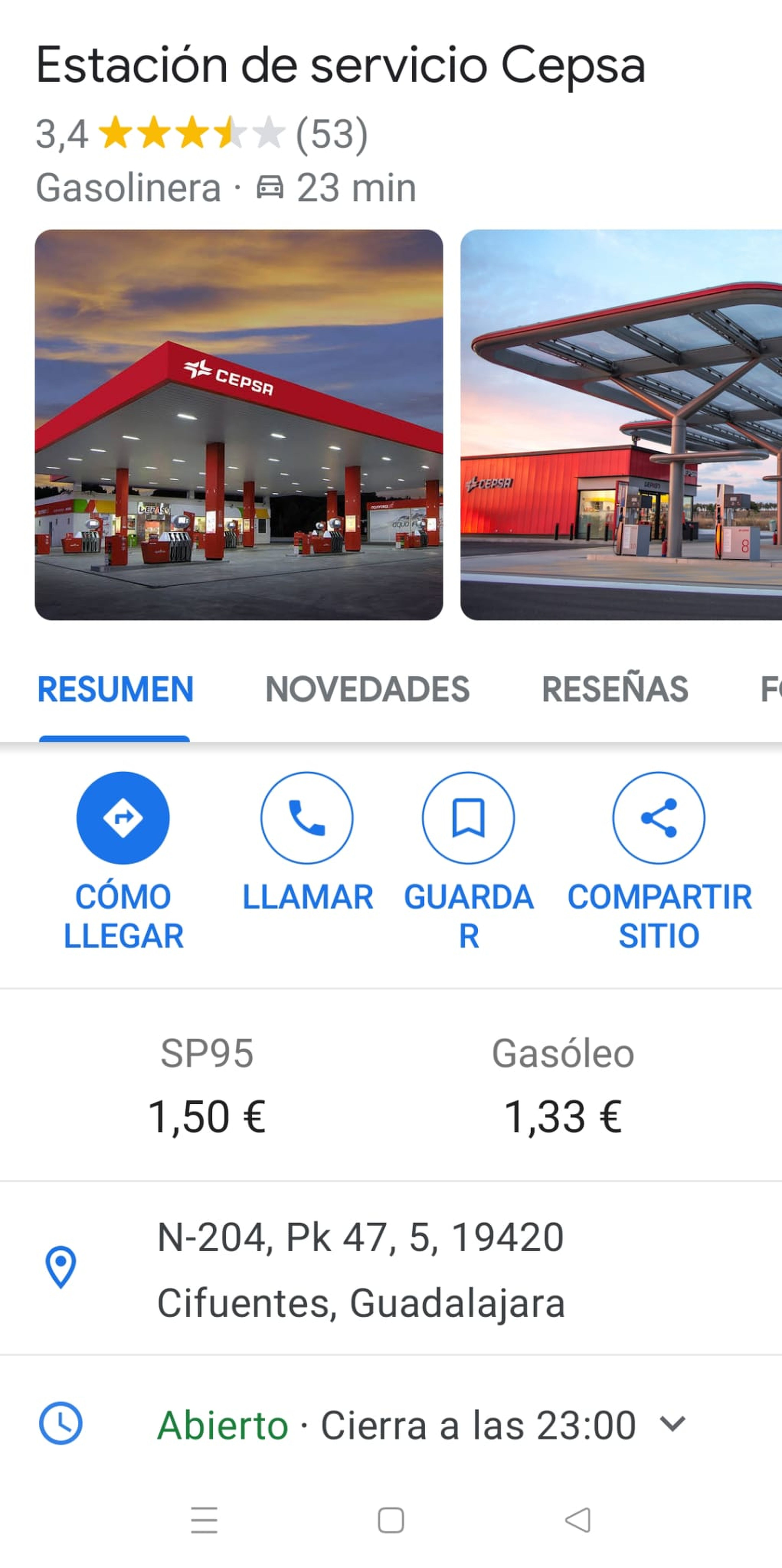 Gasolineras baratas en Google Maps