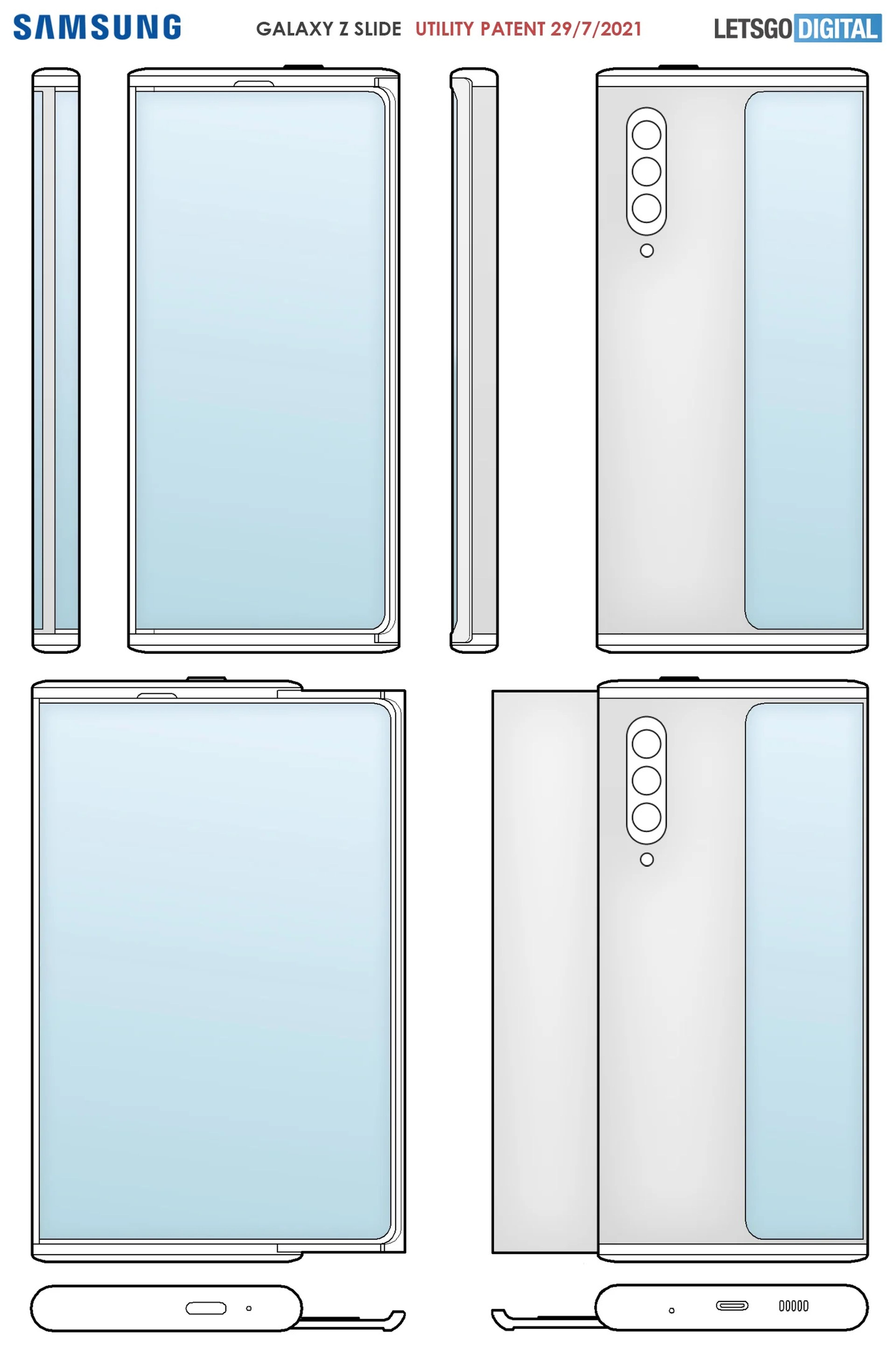 Imágenes de la patente del telefono de Samsung enrollable