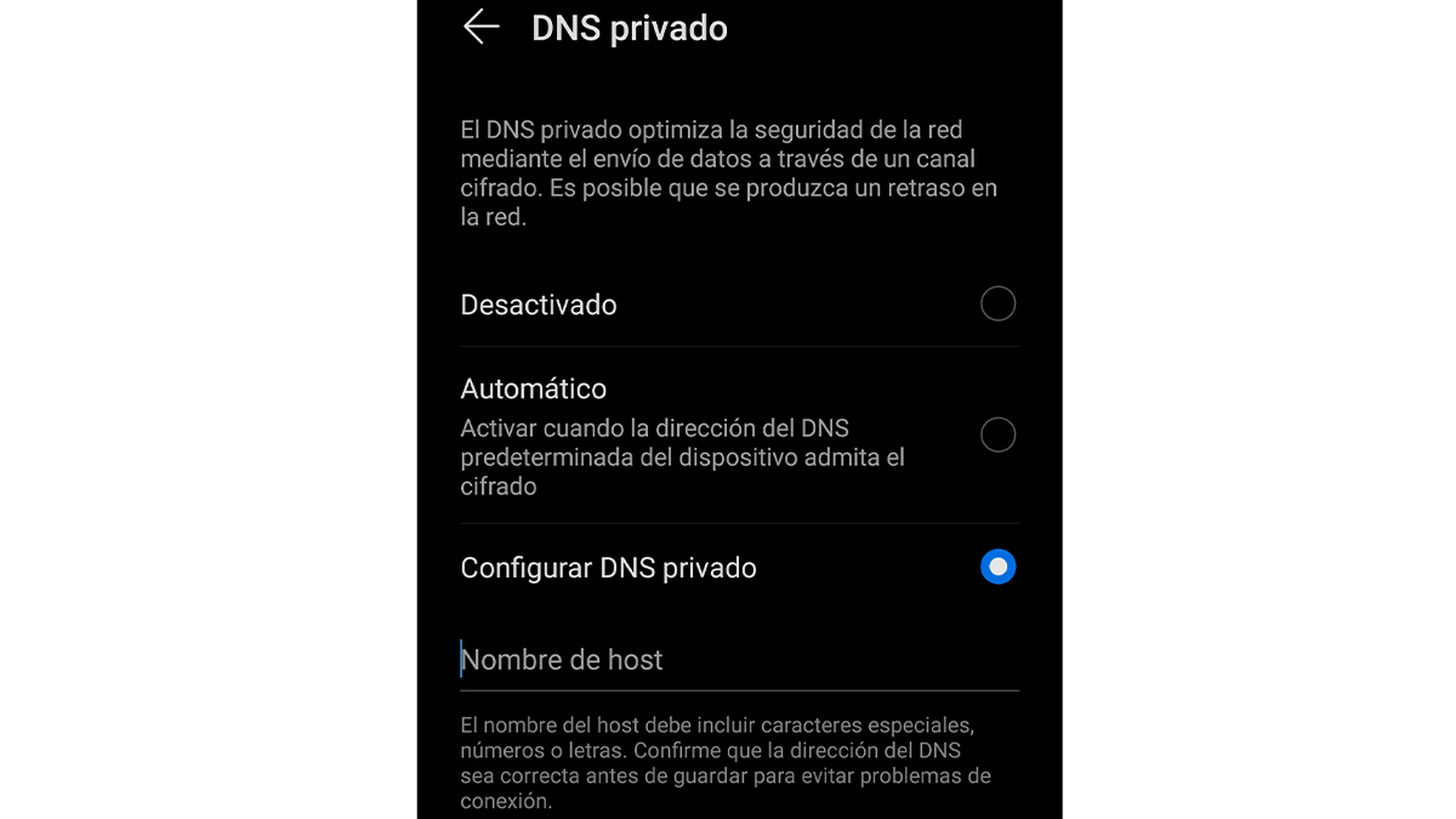 Método de cambiar DNS privado en Android