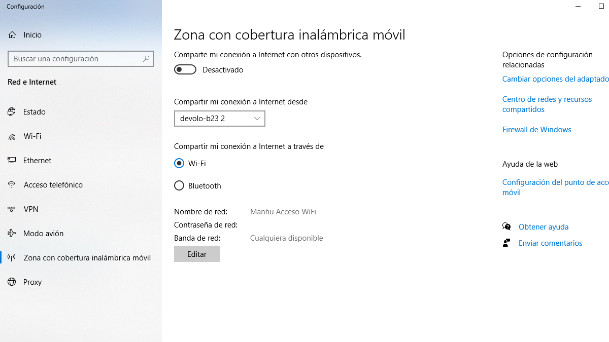 Punto de acceso 2025 wifi windows 10