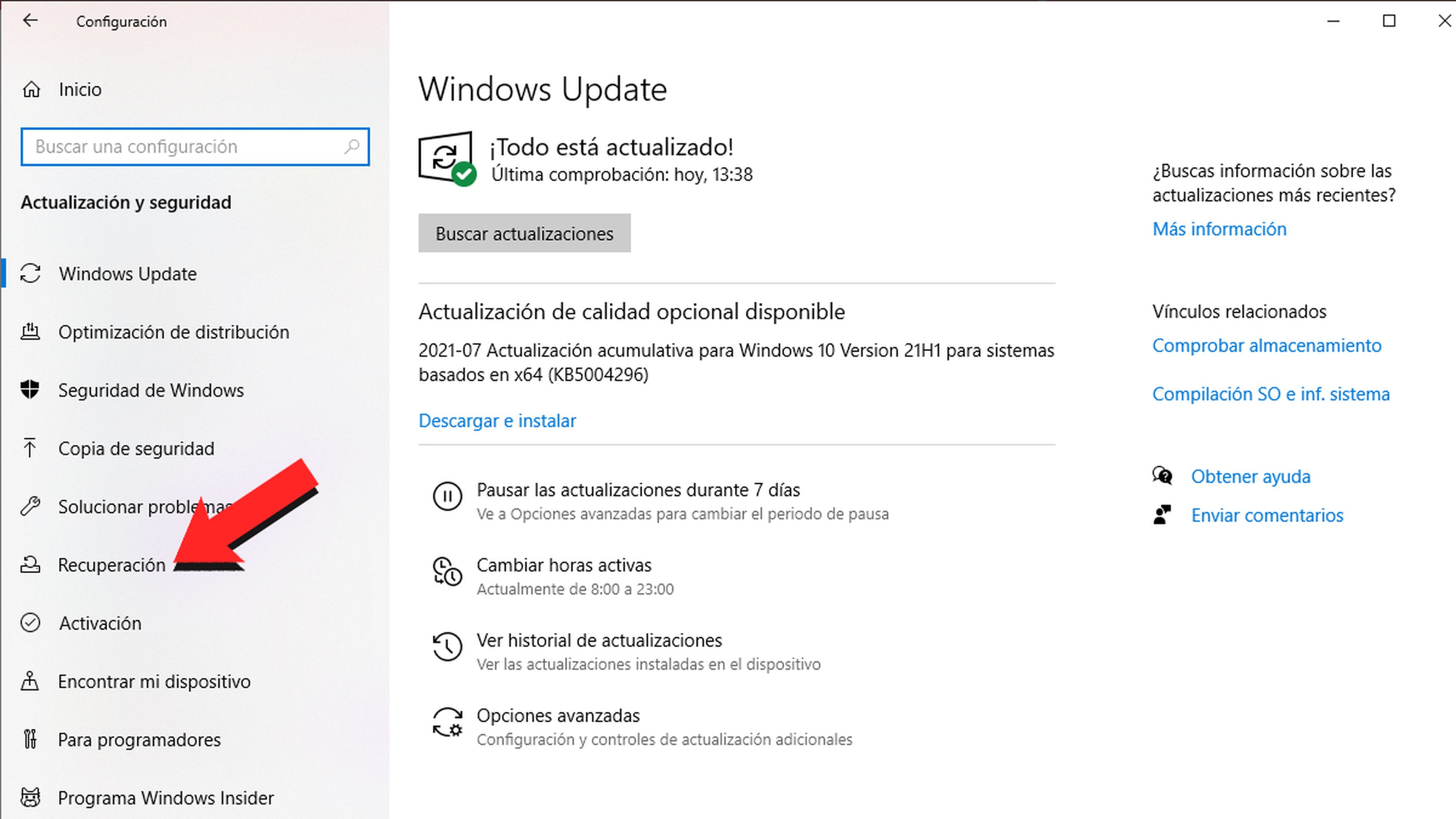 Recuperación Windows 10