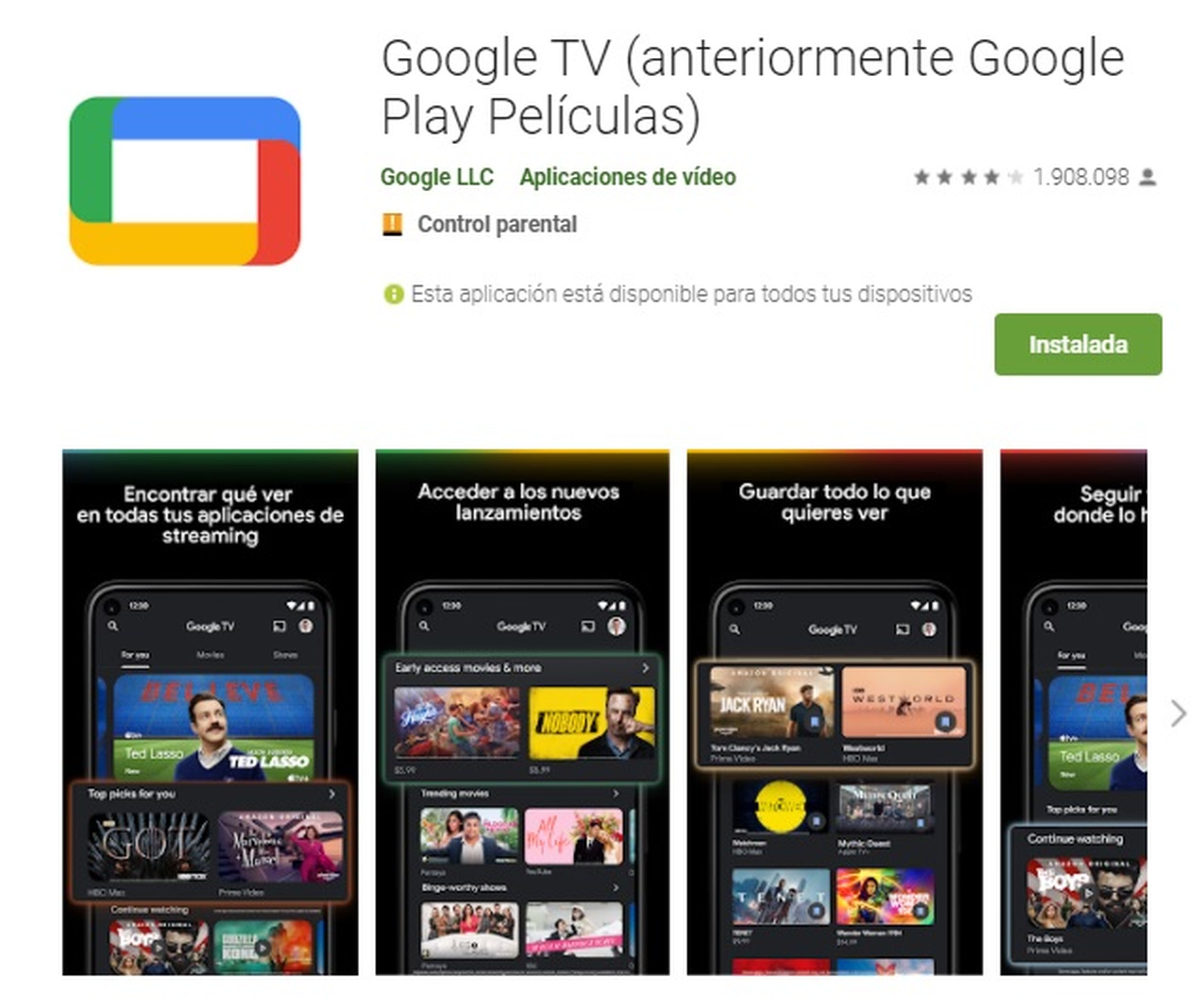Aplicación de Google TV