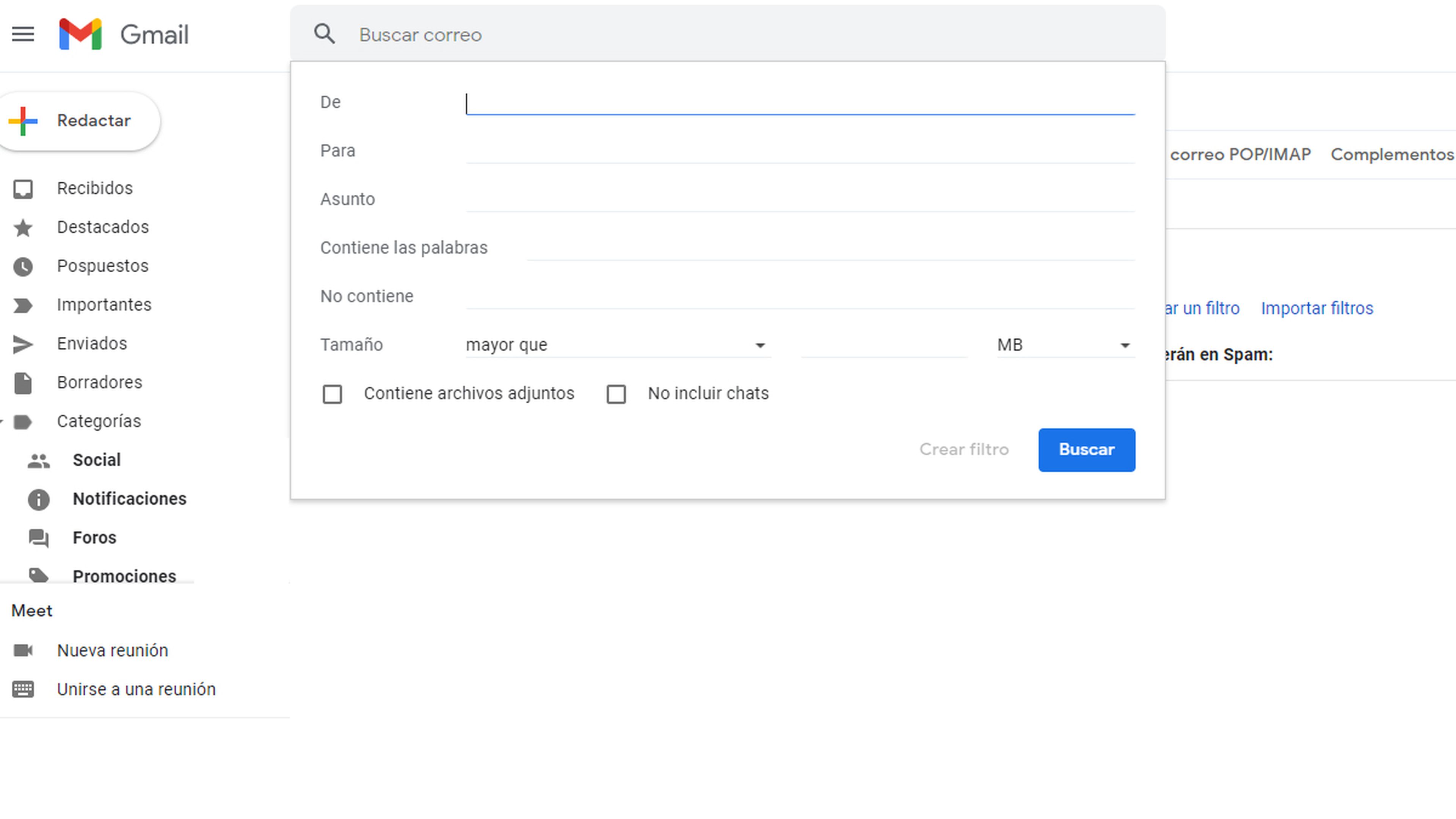 Filtros gmail