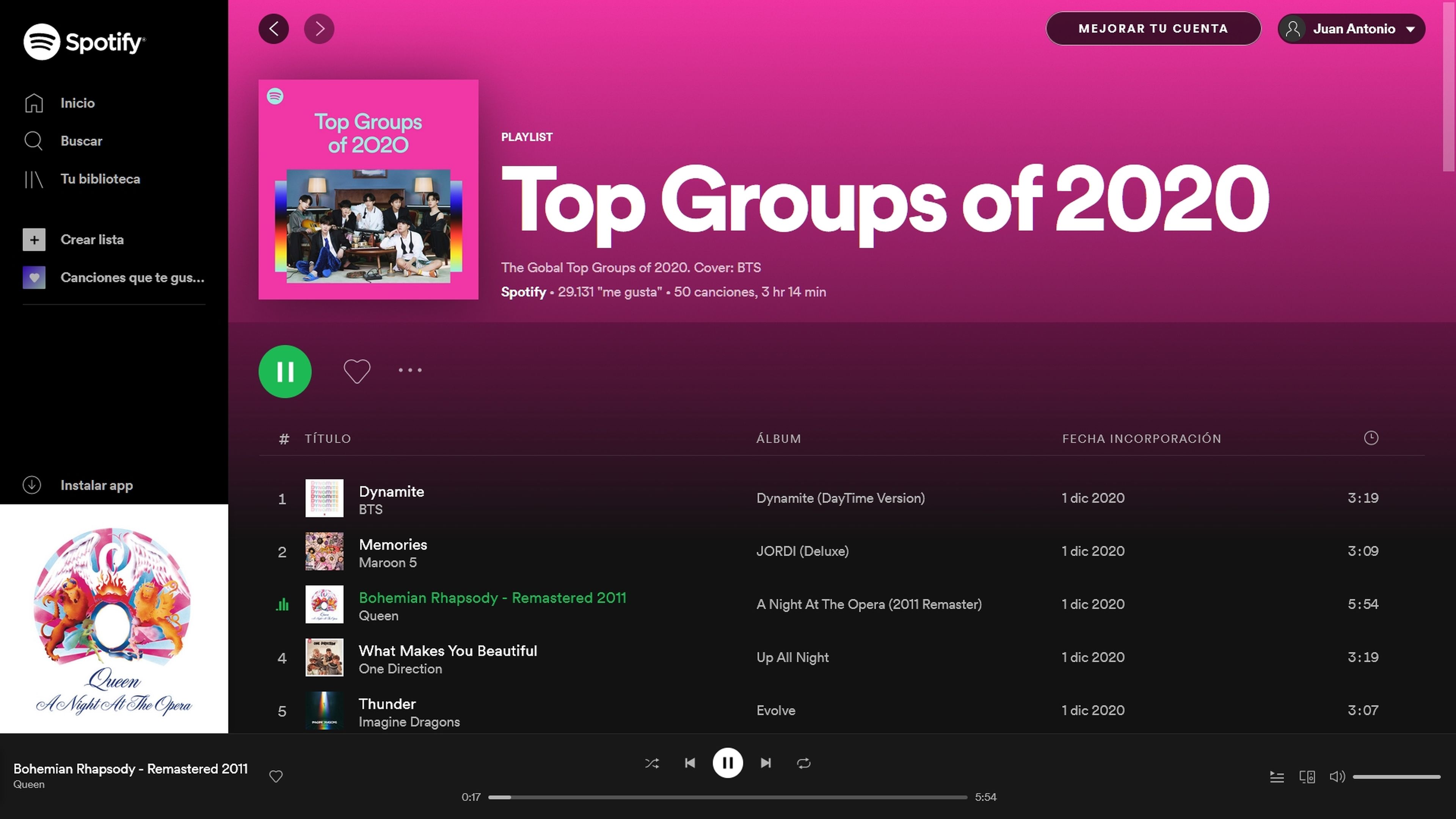 Reproductor web de Spotify