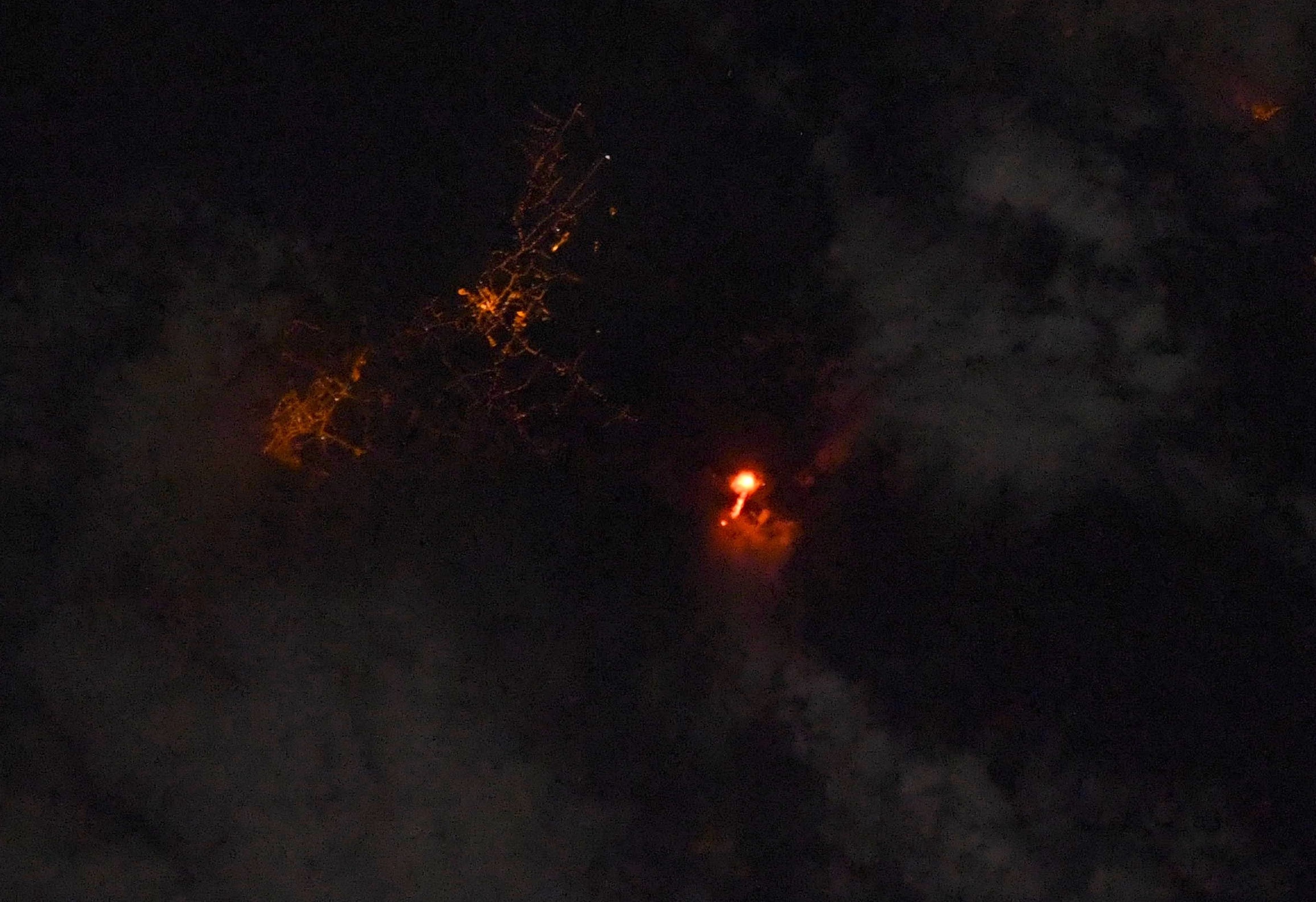 Así se ve el volcán de La Palma desde la Estación Espacial Internacional