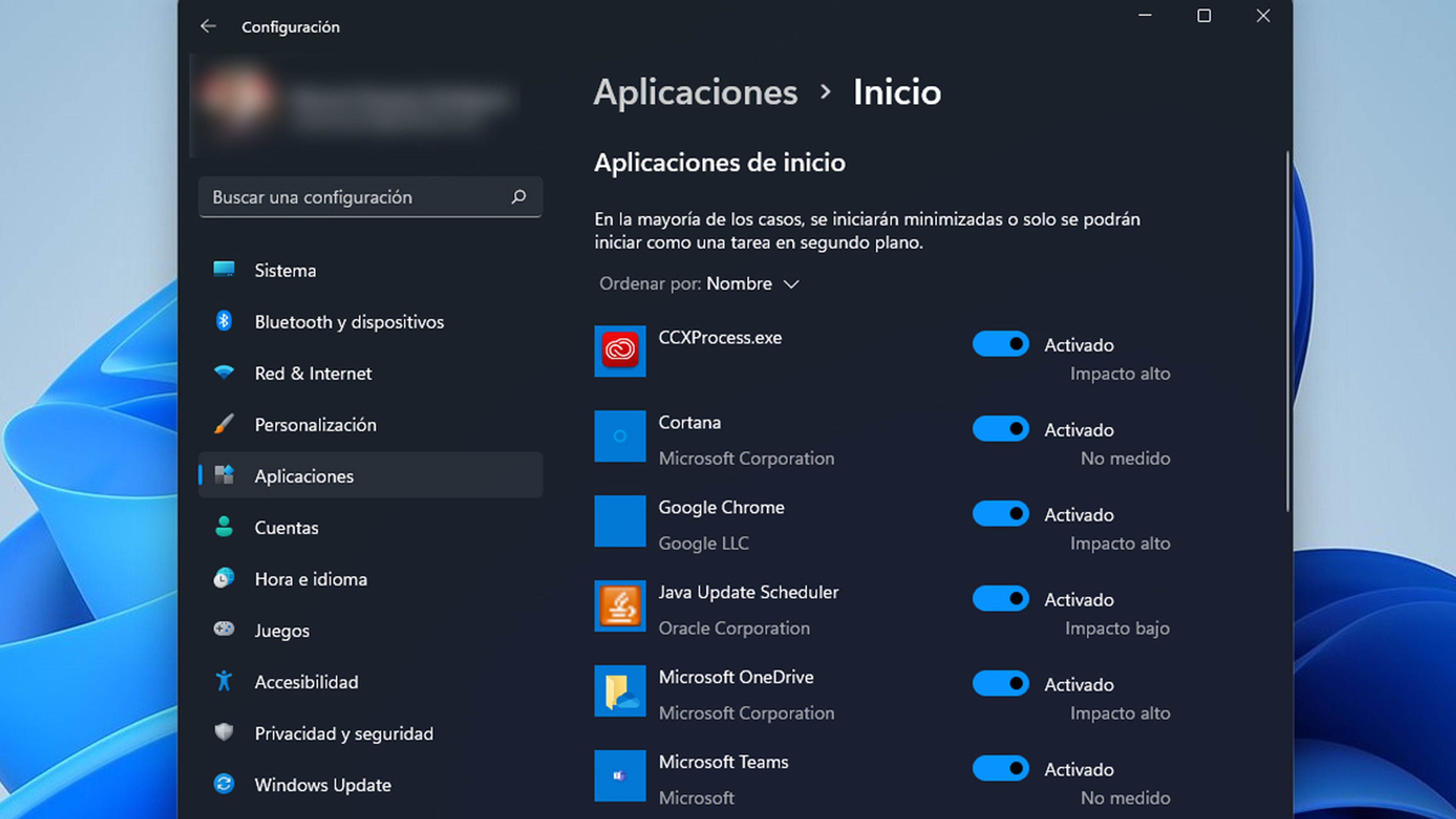 Aplicaciones de Inicio Windows