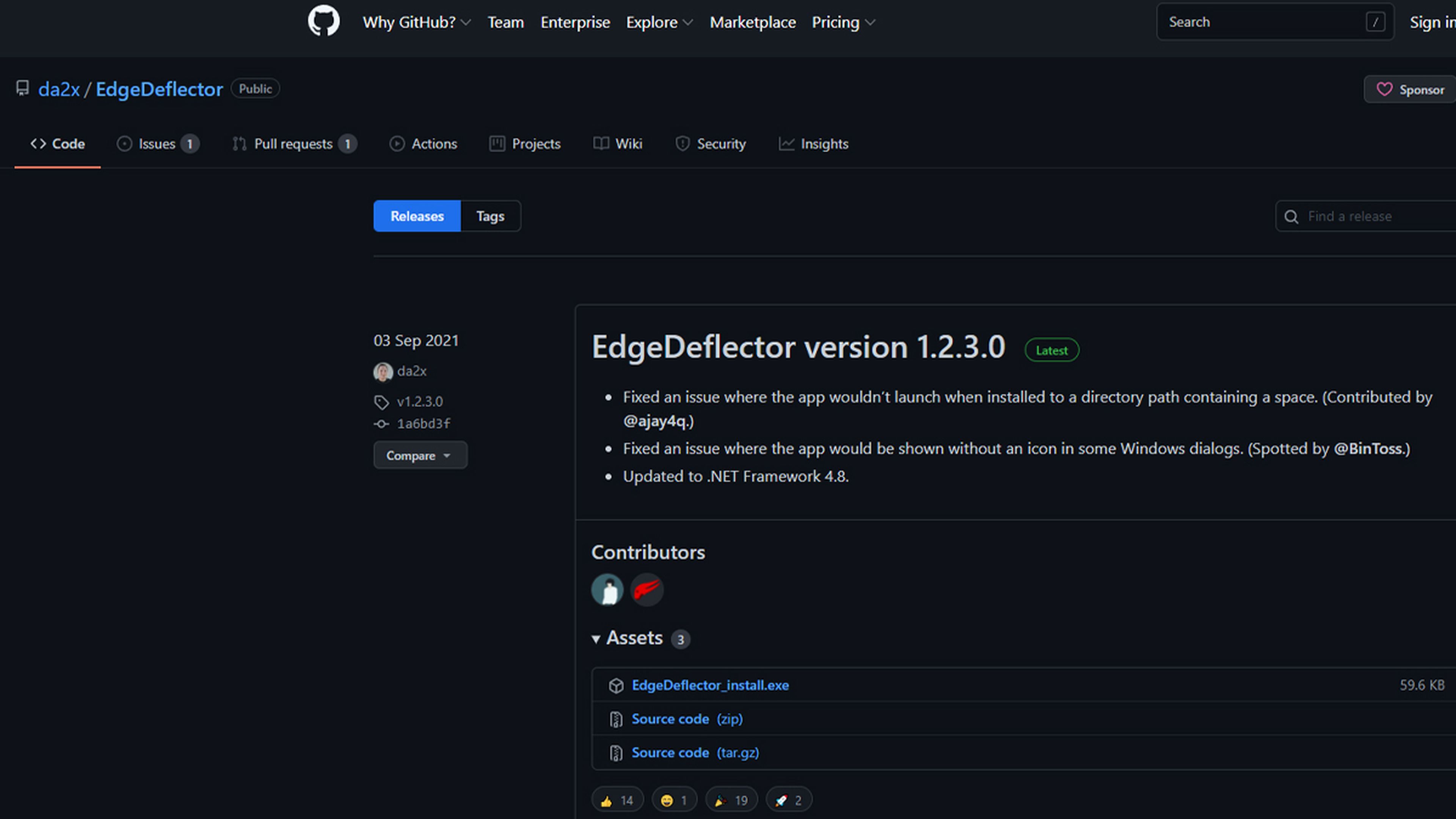 Edge Deflector en GitHub