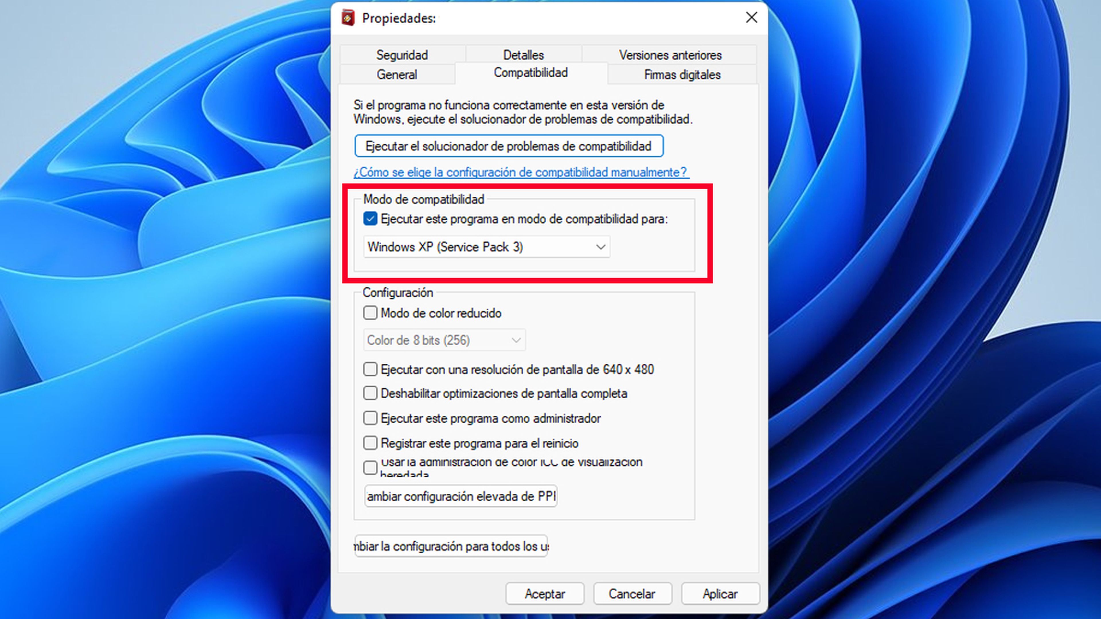 Ejecutar compatibilidad con programa en Windows 11
