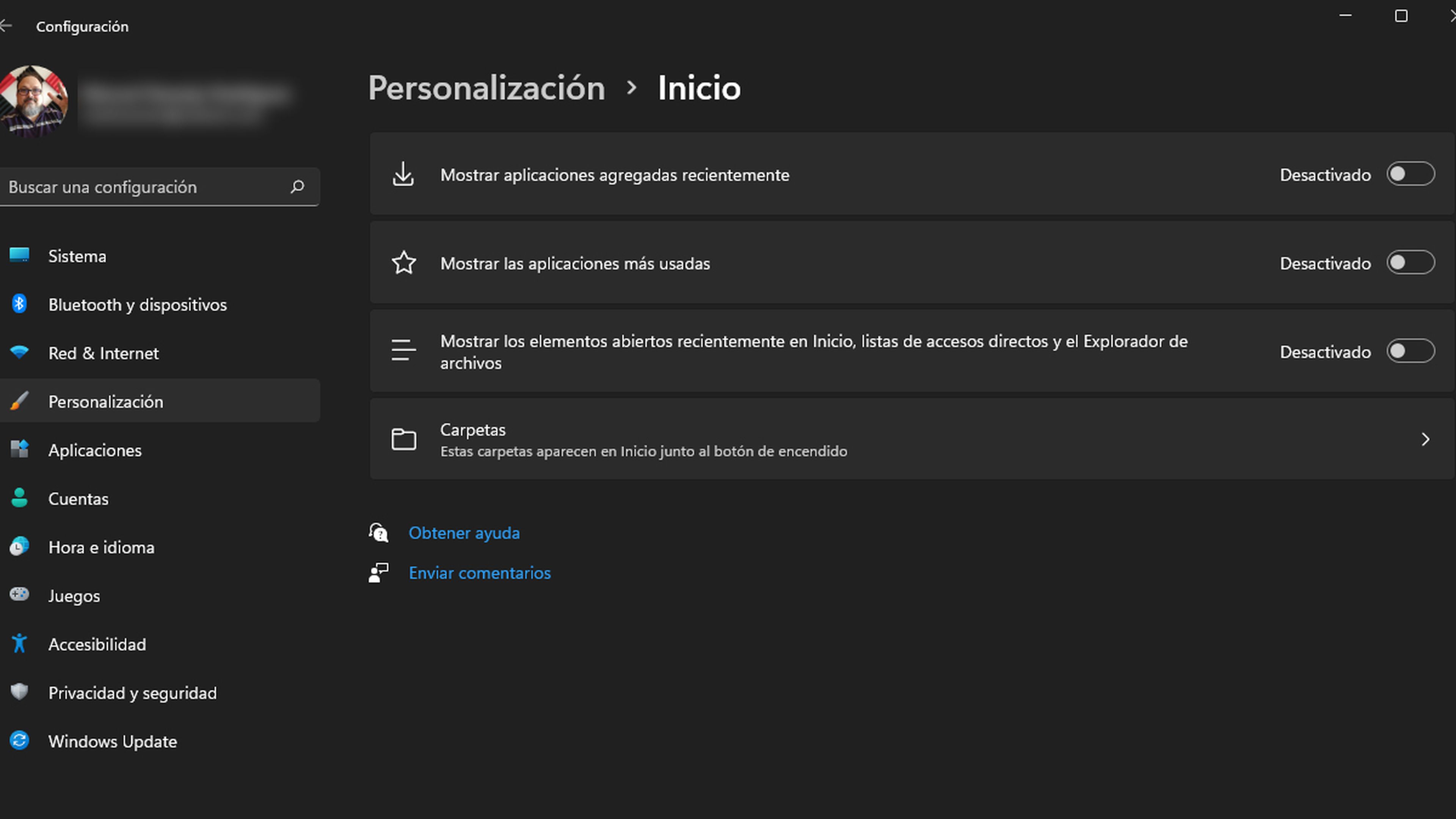 Personalización menú inicio Windows 11