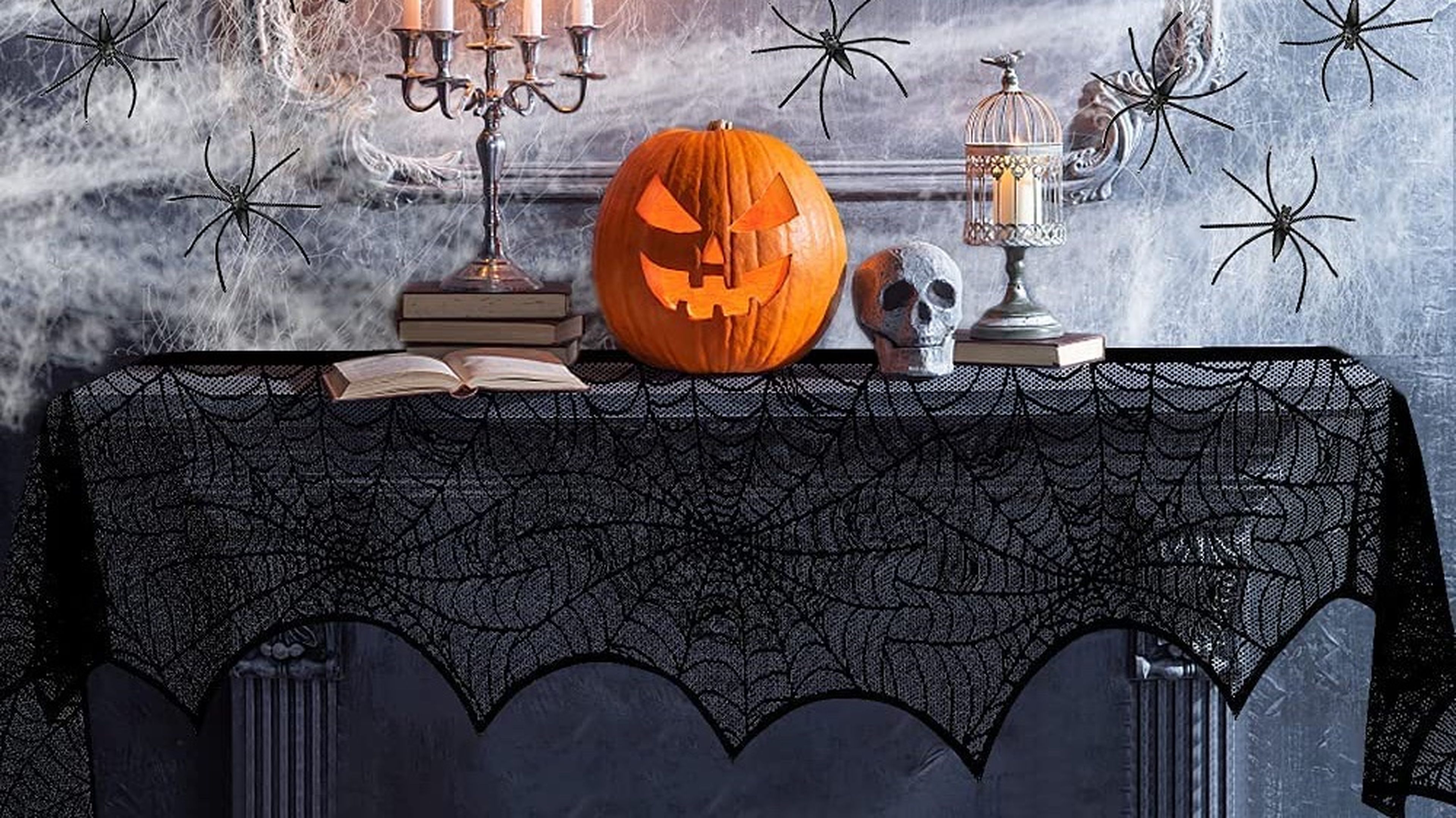 Telaraña y arañas de decoración Halloween