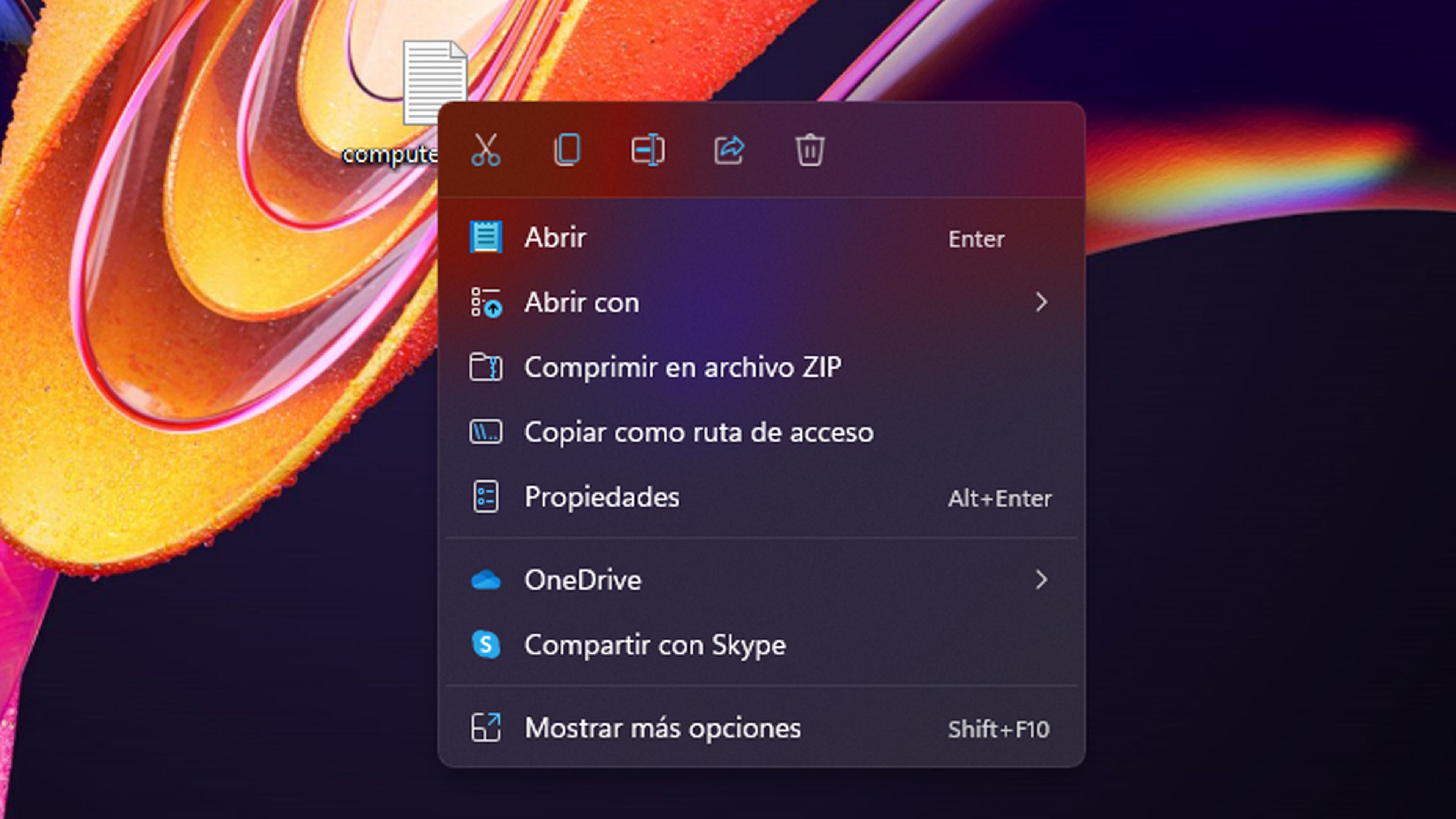 Menú contextual Windows 11