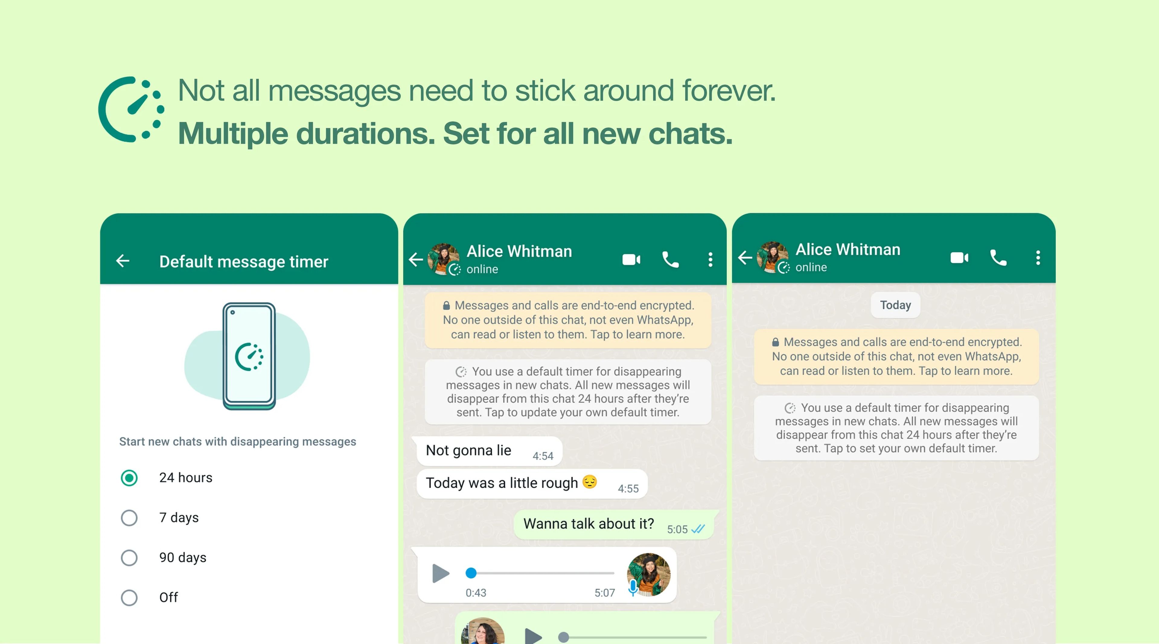 WhatsApp mensajes temporales