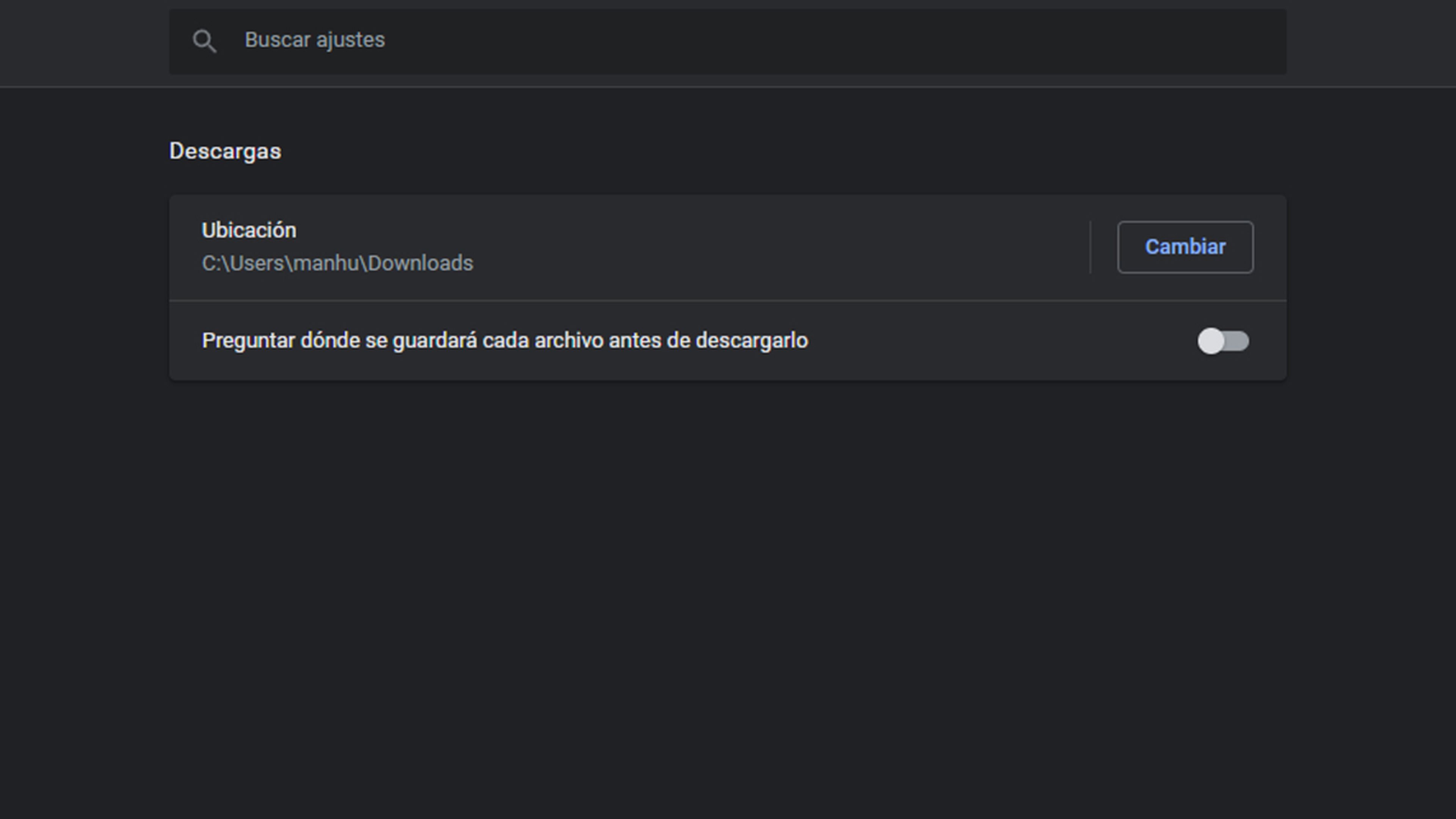 configuración avanzada Chrome Descargas