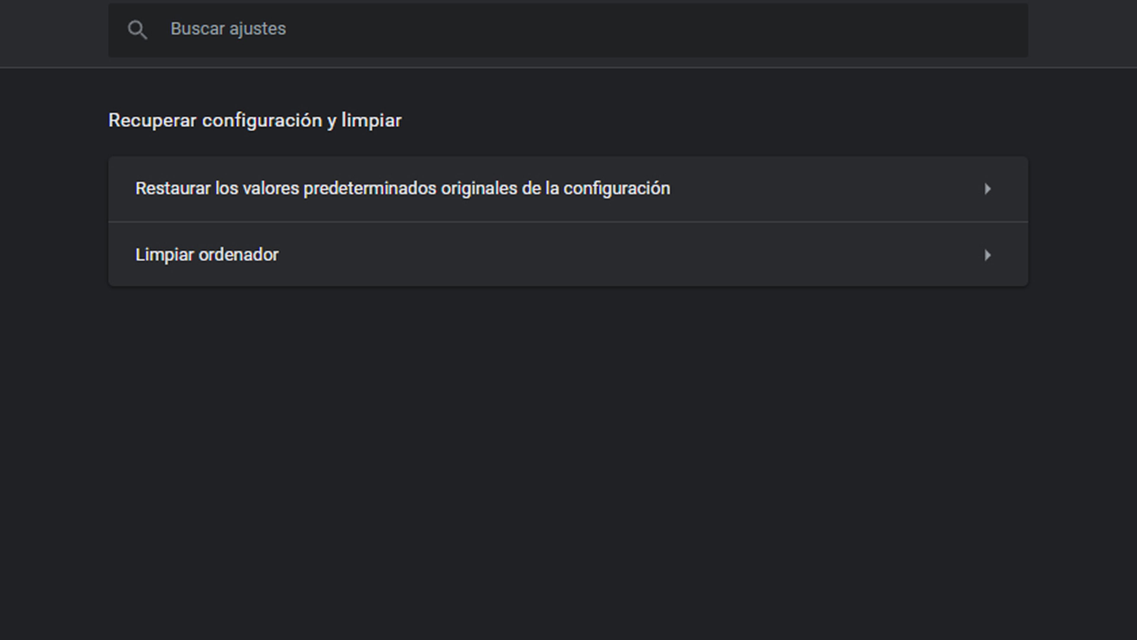 configuración avanzada Chrome Recuperar