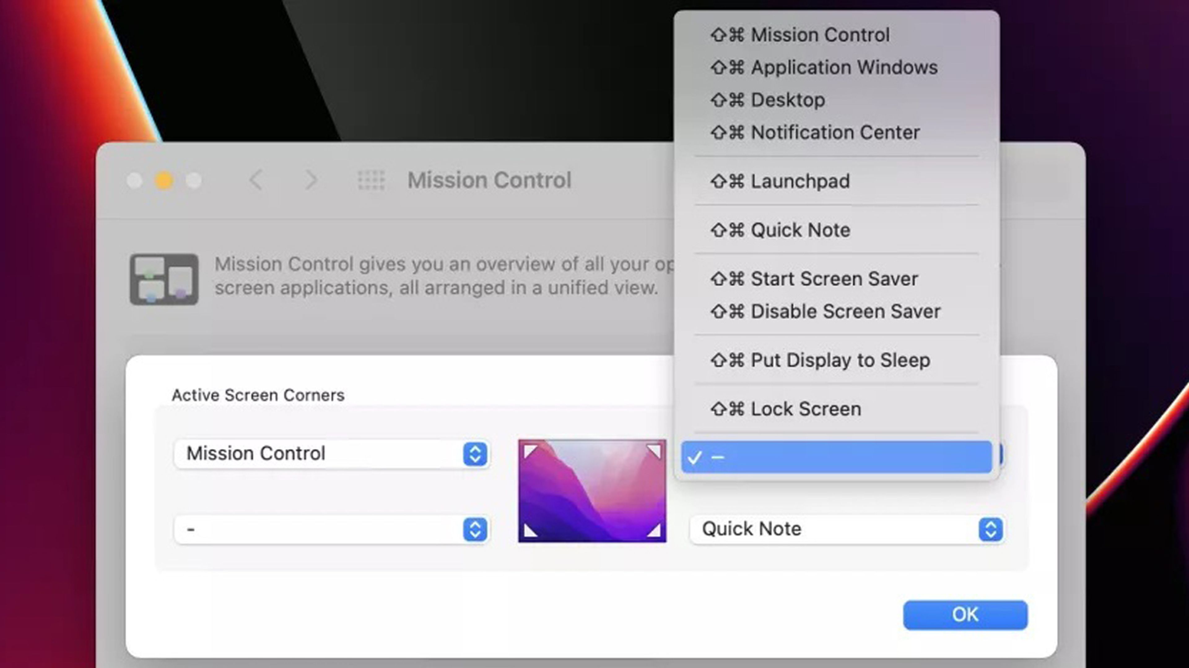 Esquinas de la pantalla en macOS
