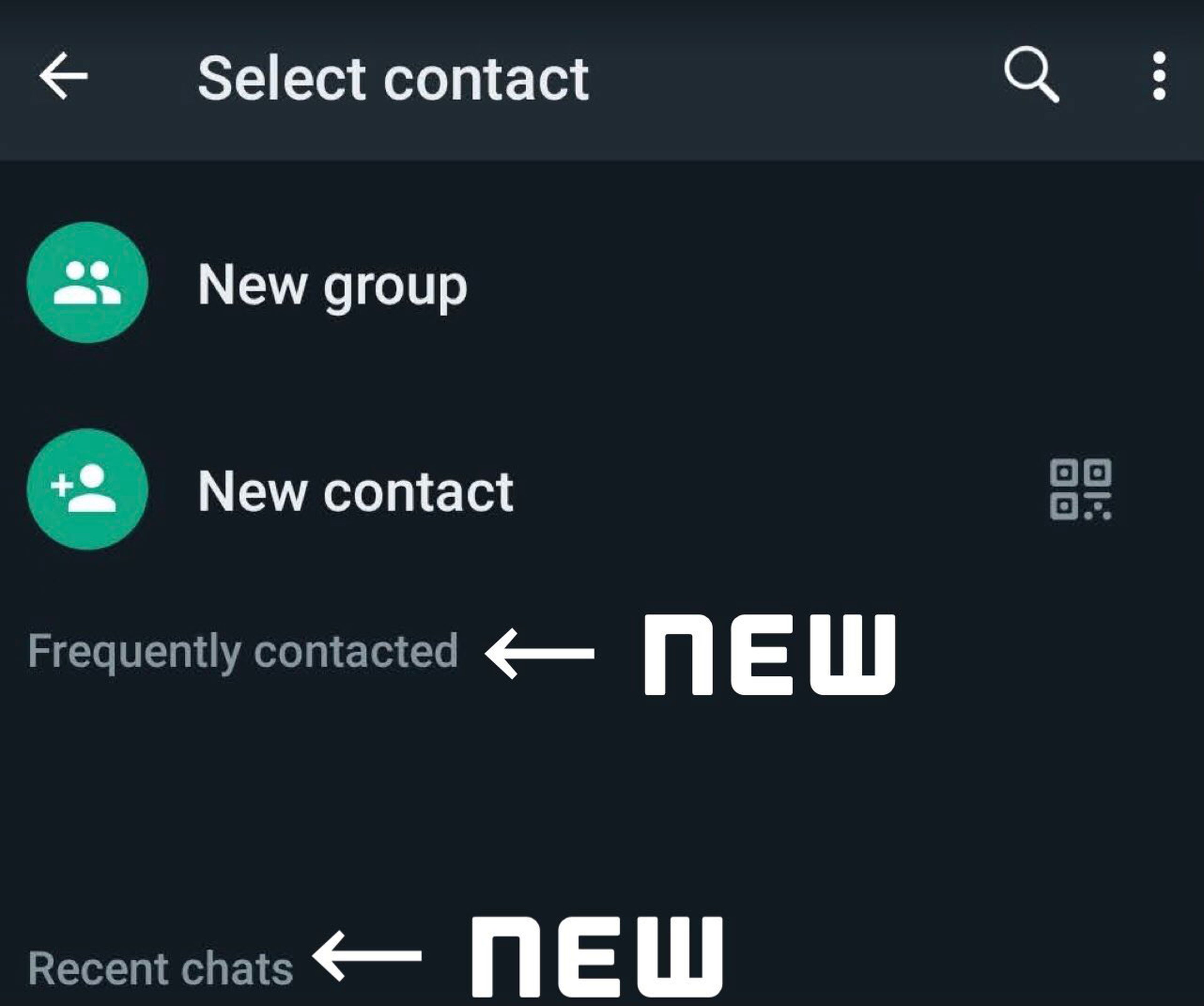 Nueva interfaz lista de contactos WhatsApp