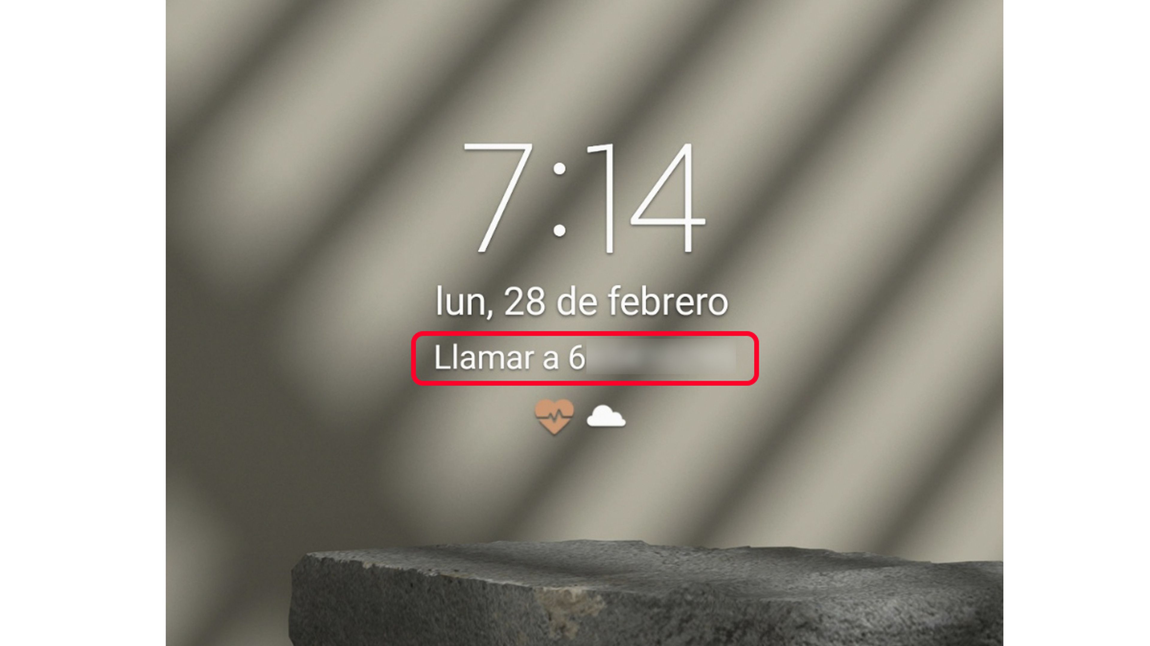 Pantalla de bloqueo mensaje