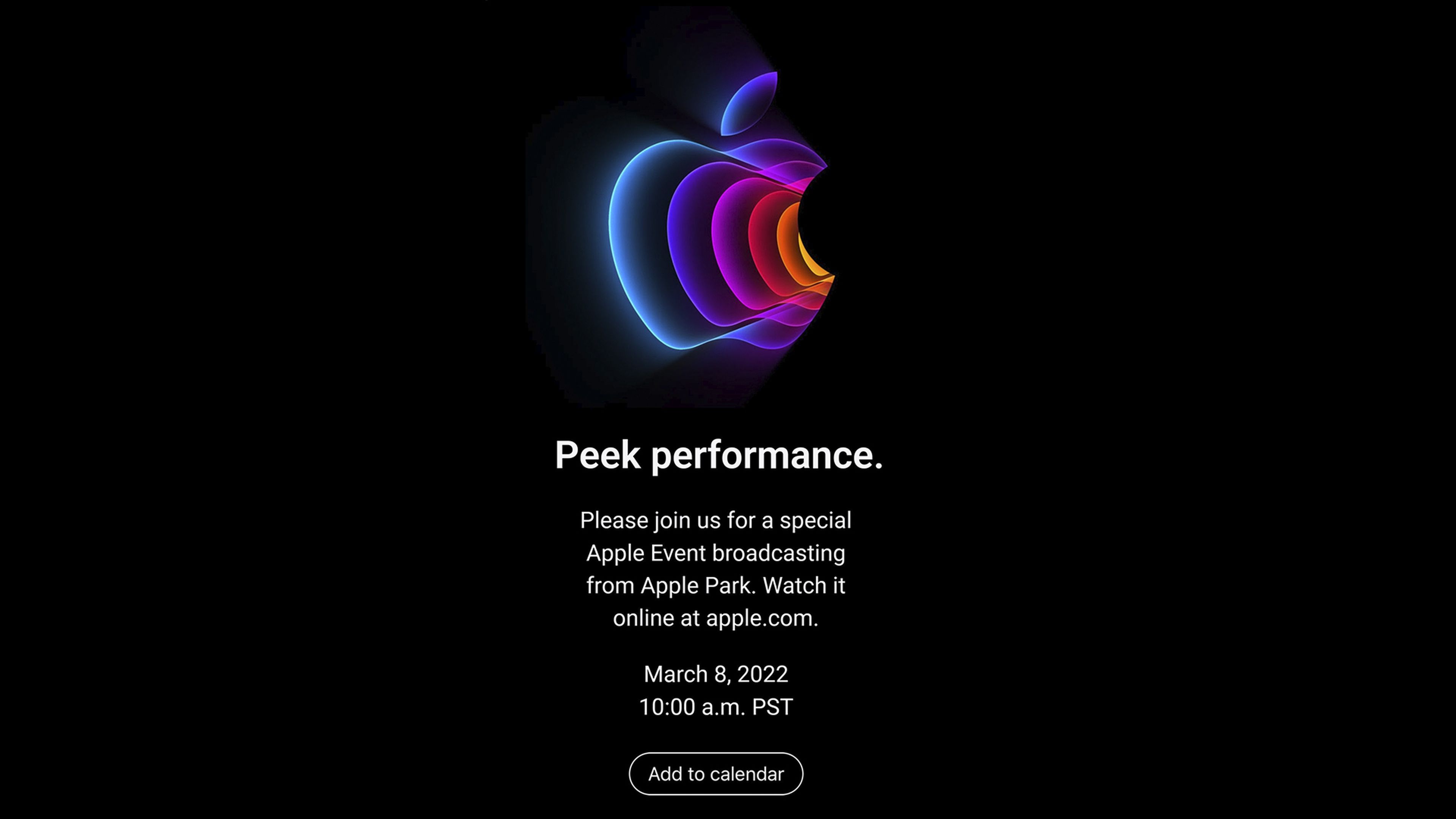 Apple marca el 8 de marzo en el calendario con su evento de presentación Peek Performance