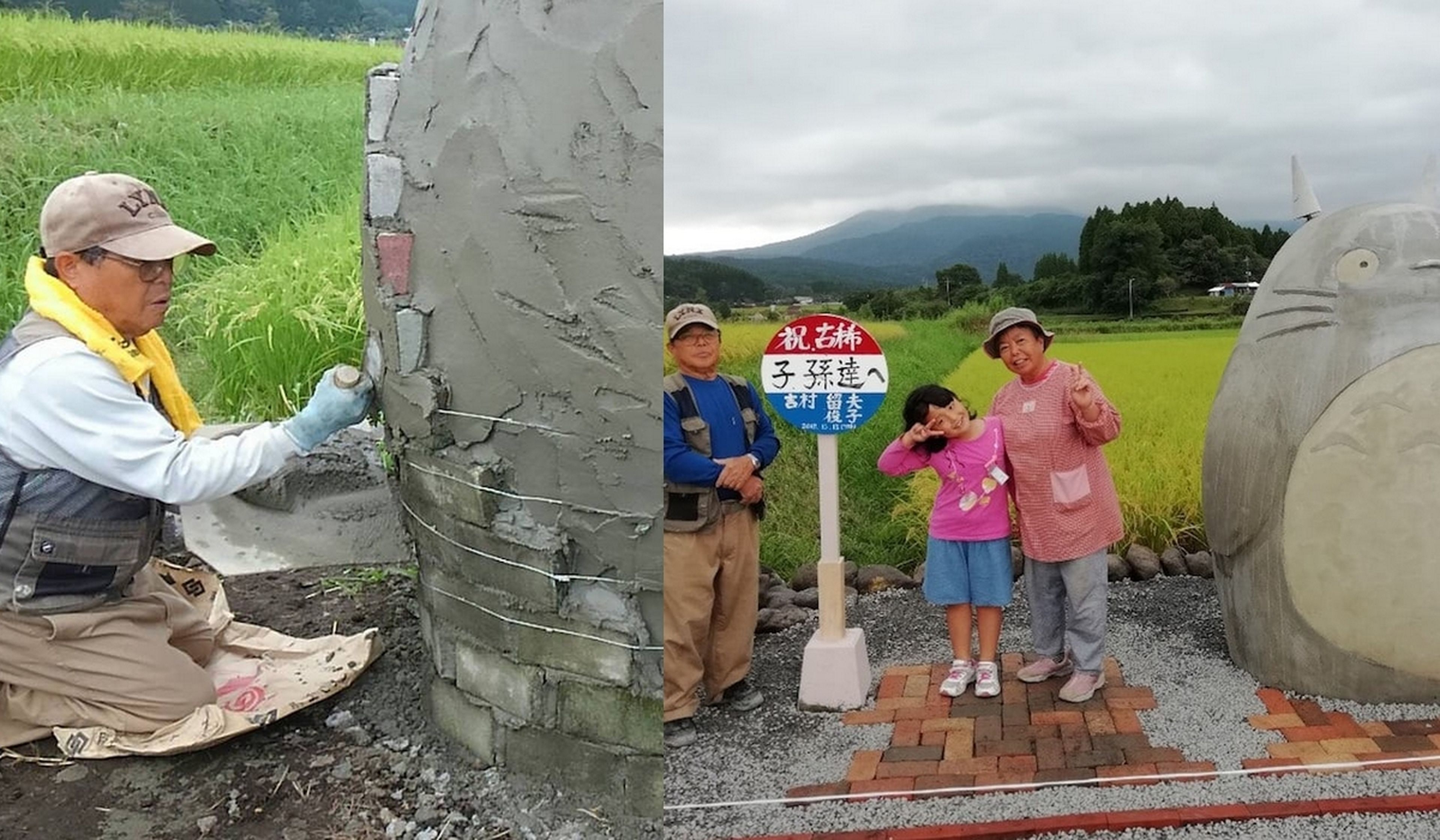 Dos abuelos japoneses crean un Totoro gigante para sus nietos, y se convierte en parada oficial del autobús