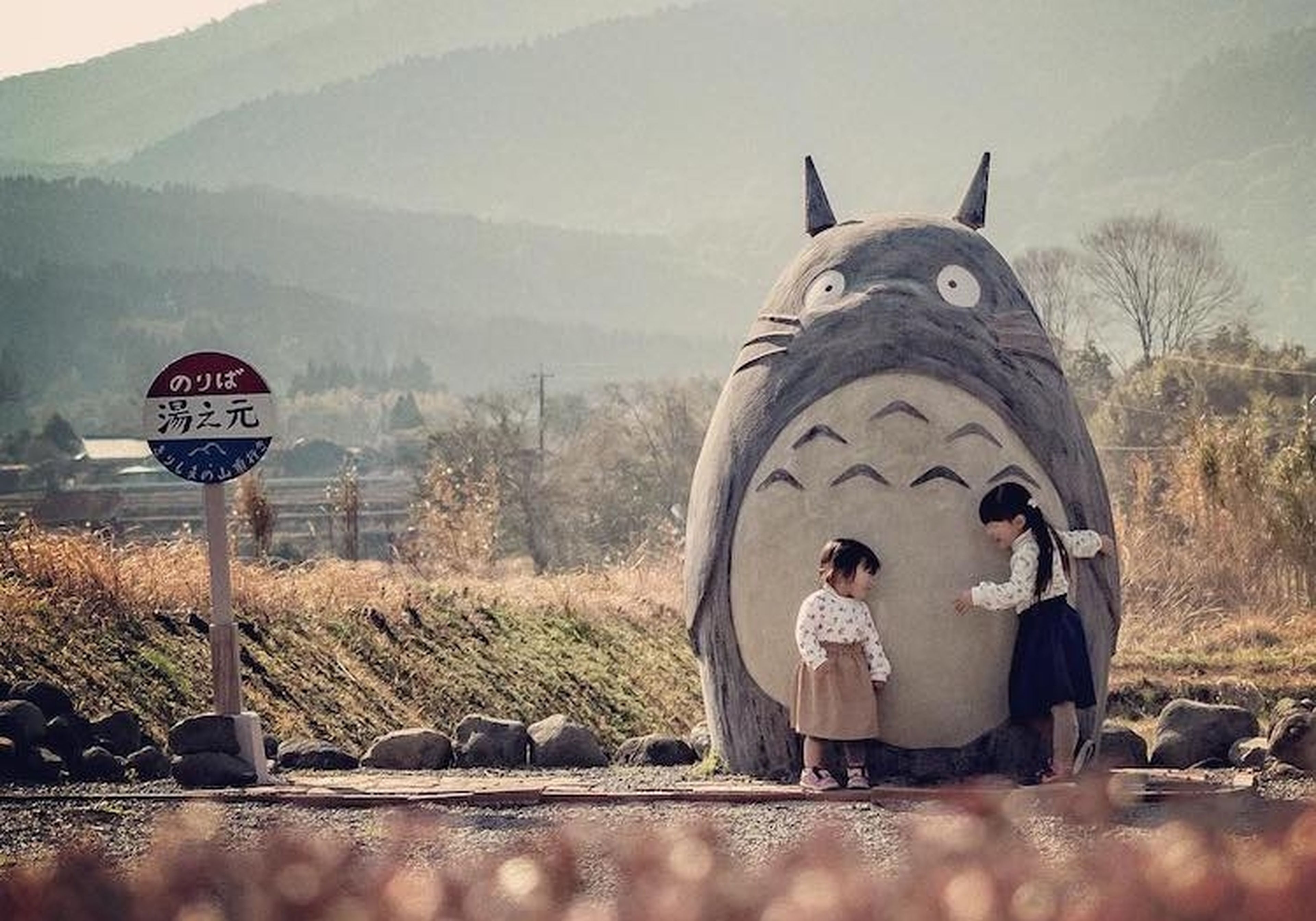 Dos abuelos japoneses crean un Totoro gigante para sus nietos, y se convierte en parada oficial del autobús