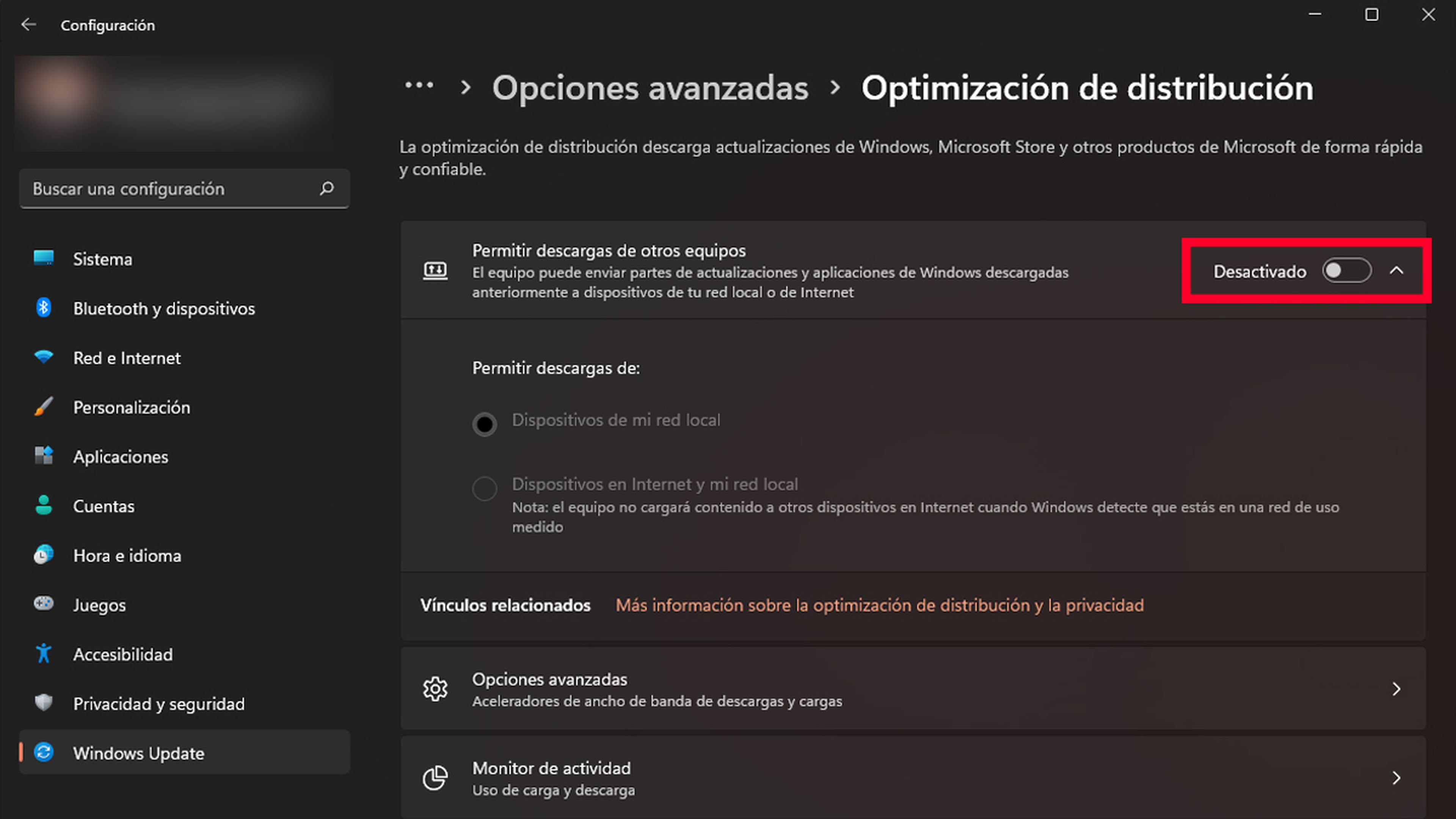 Desactivar actualizaciones desde el equipo en Windows