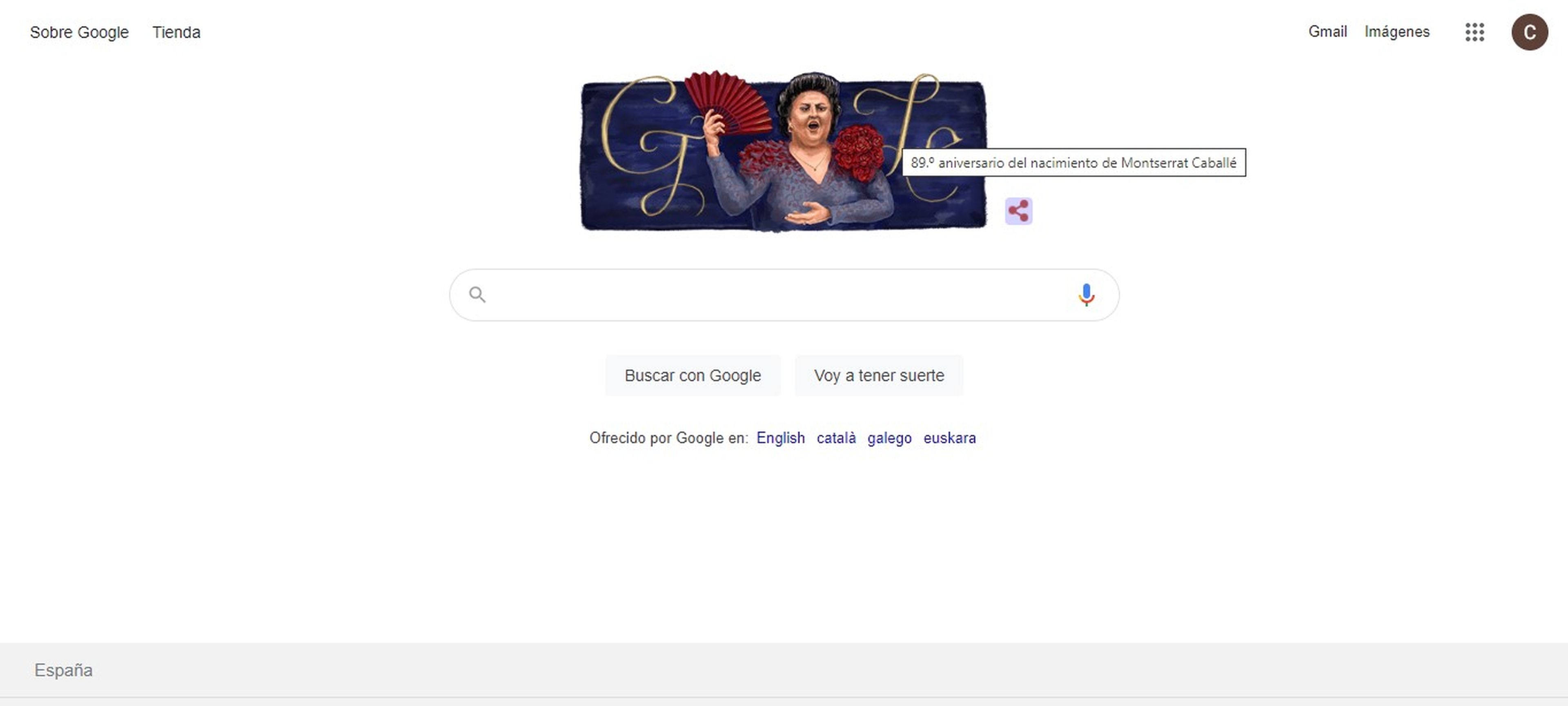 Google dedica a Montserrat Caballé el doodle de hoy por sus 89 años