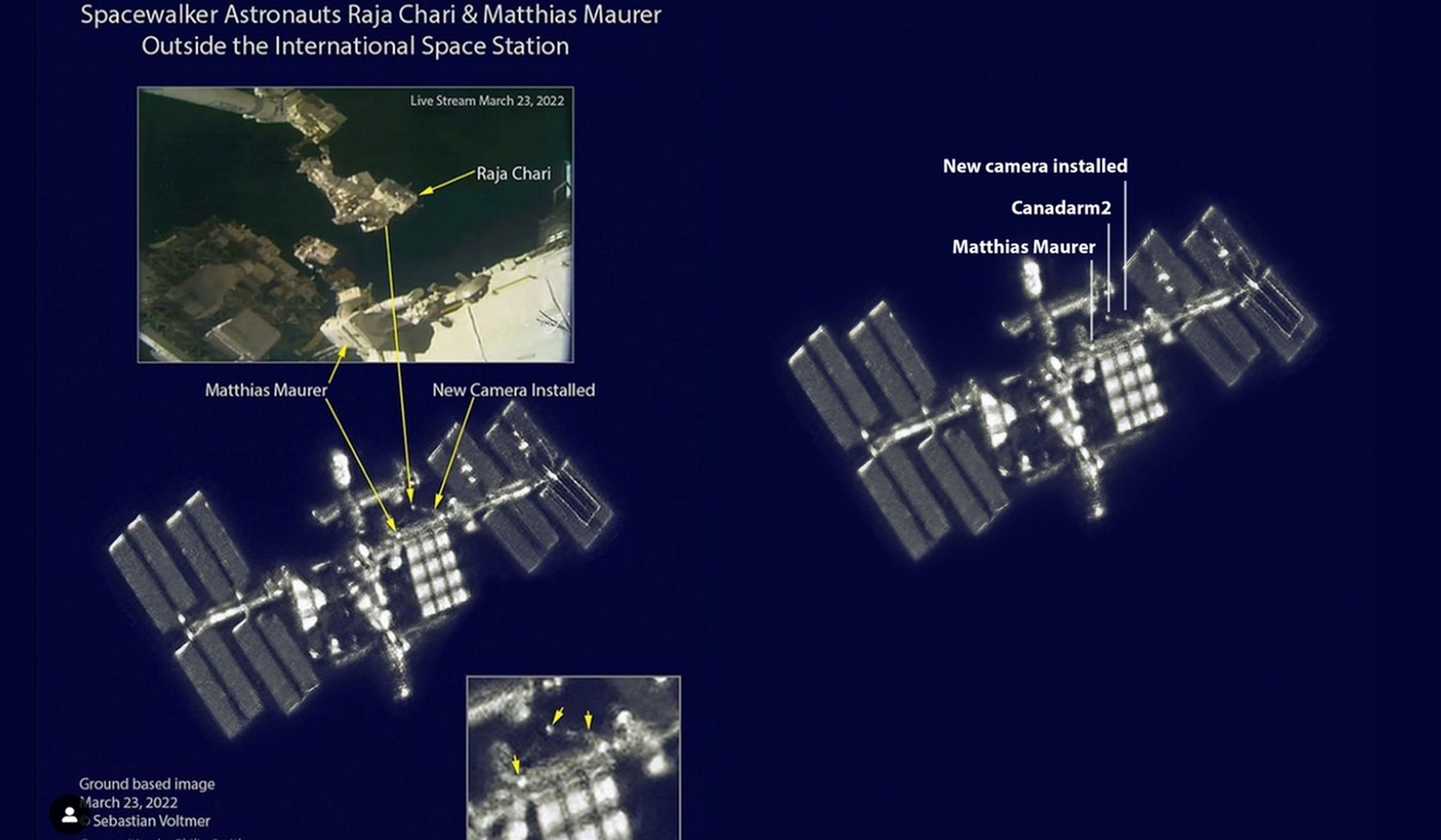 Por primera vez capturan la foto de dos astronautas en un paseo espacial desde un telescopio doméstico, en el jardín de casa