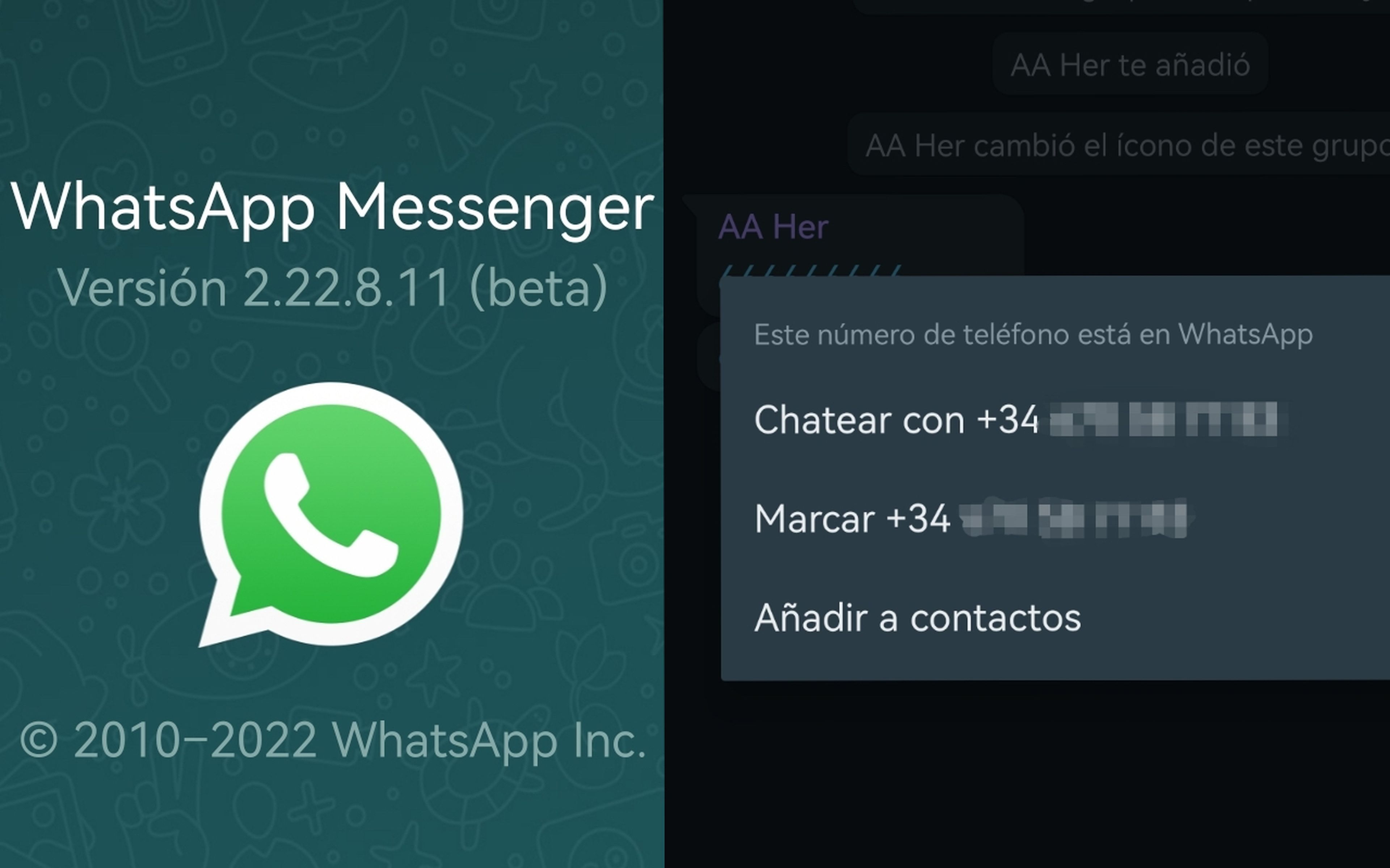 WhatsApp mensajes contactos no guardados