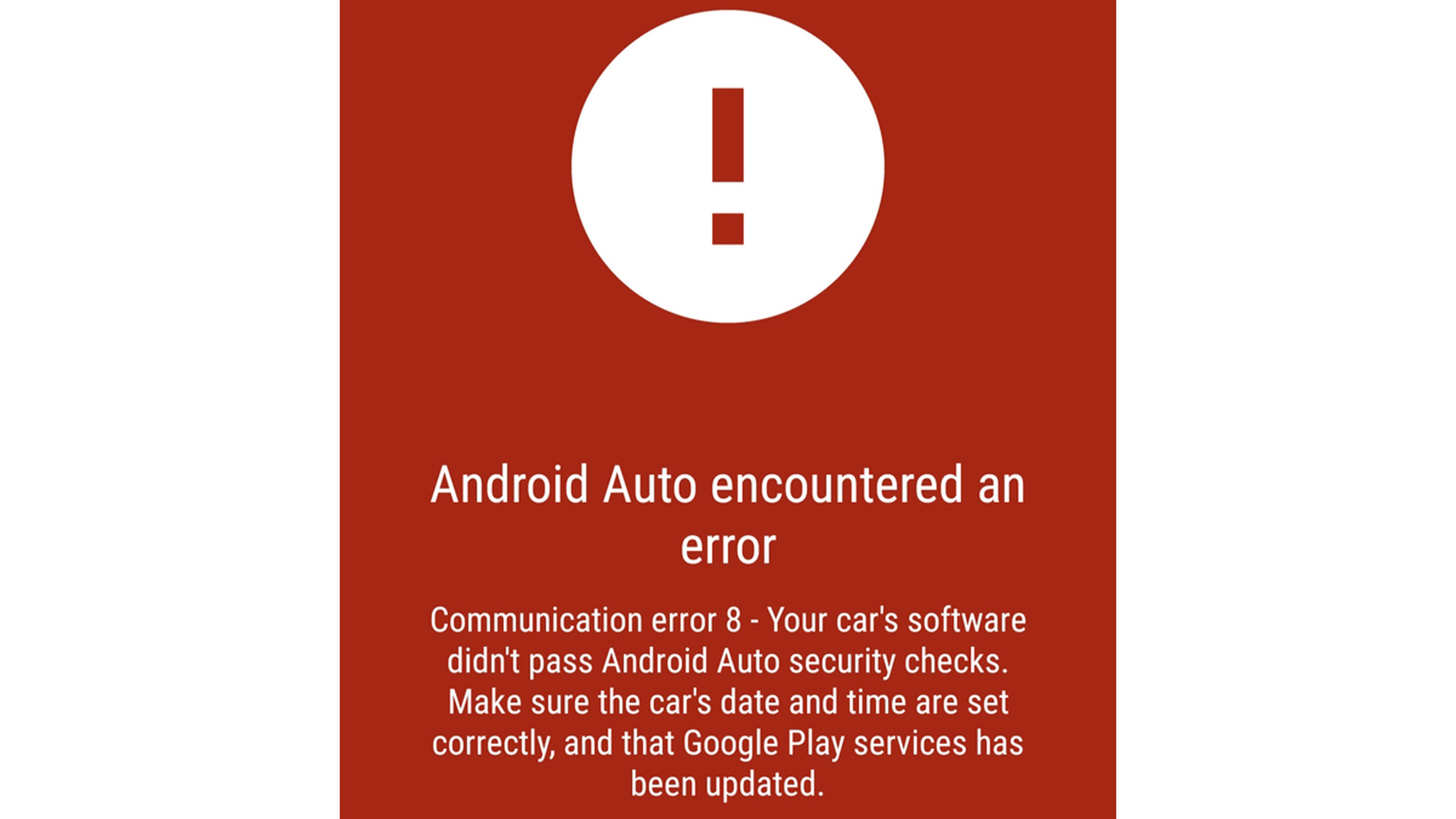 Error 8 Android Auto